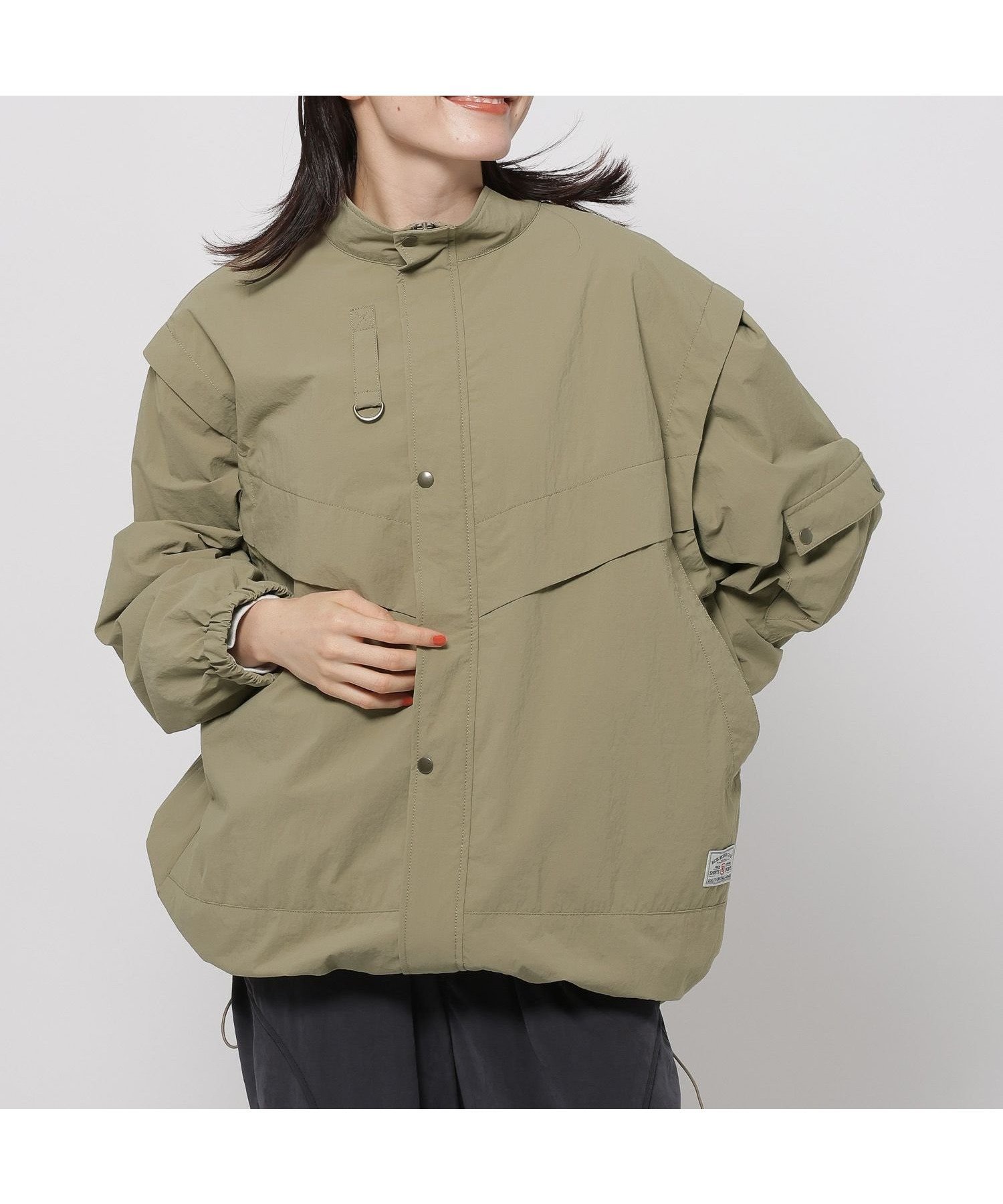 【ニコアンド/niko and】の2WAYスタンドカラーブルゾン 人気、トレンドファッション・服の通販 founy(ファニー) 　ファッション　Fashion　レディースファッション　Fashion for Women　アウター　Coat / Outerwear Collection　ブルゾンジャケット・スポーティアウター　Blouson Jackets　おすすめ　Recommended / Our Picks　アウトドア　Outdoor Clothing　カーゴパンツ　Cargo Pants, Utility Pants　スウェット / スエット　Sweatshirt, Sweatwear　スタンド　Stand Collar, Upright Stand　デニム　Denim, Jeans Material　ドローコード　Drawcord, Drawstring Cord　フロント　Front, Front Design　ブルゾン　Blouson, Bomber Jacket　ベスト　Vest, Waistcoat　ポケット　Pocket, Pocket Detail　定番　Standard, Basic Item　旅行　Travel　軽量　Lightweight, Ultra Light　 other-1|ID: prp329100004649458 ipo3291000000033581419