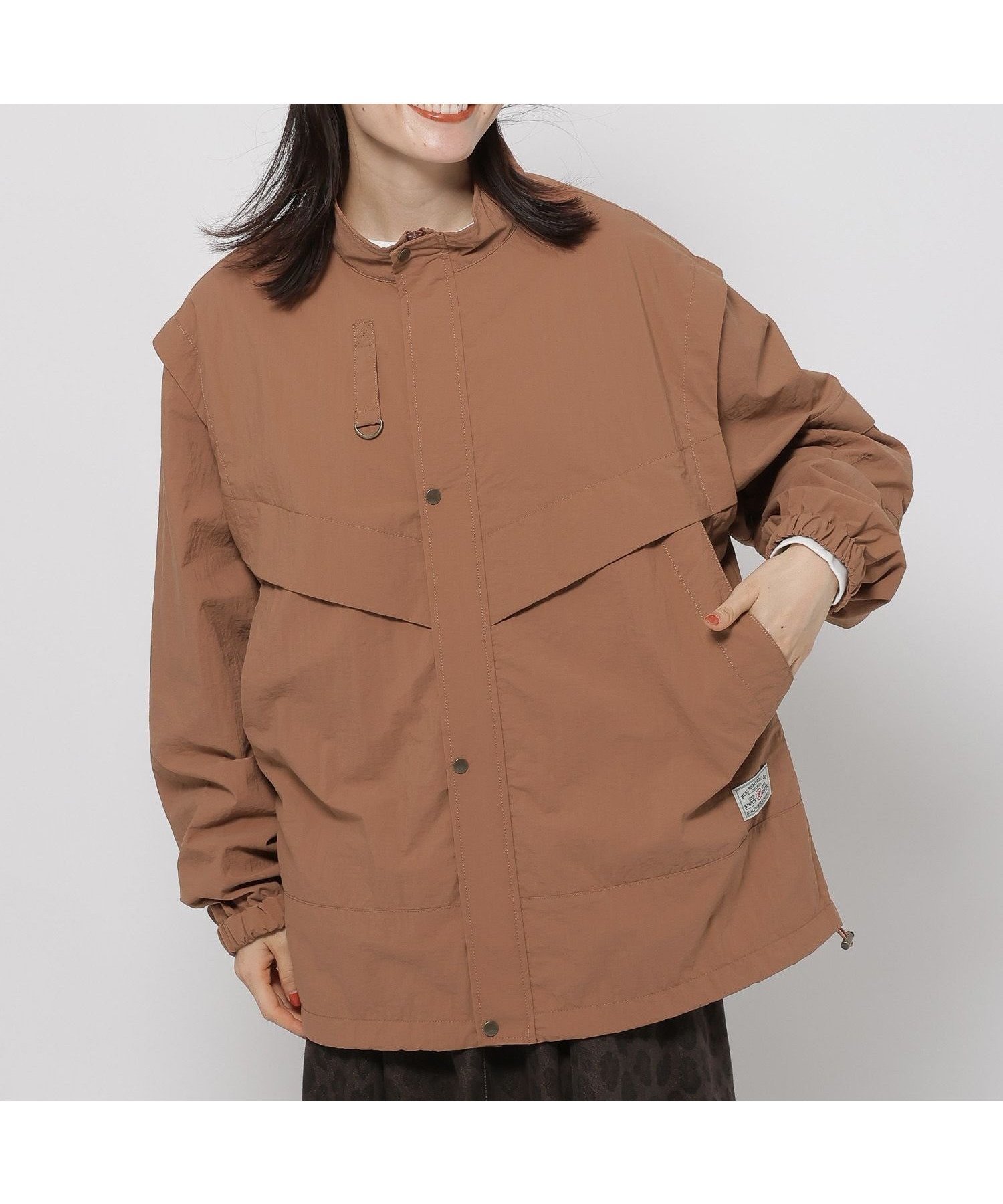 【ニコアンド/niko and】の2WAYスタンドカラーブルゾン インテリア・キッズ・メンズ・レディースファッション・服の通販 founy(ファニー) 　ファッション　Fashion　レディースファッション　Fashion for Women　アウター　Coat / Outerwear Collection　ブルゾンジャケット・スポーティアウター　Blouson Jackets　おすすめ　Recommended / Our Picks　アウトドア　Outdoor Clothing　カーゴパンツ　Cargo Pants, Utility Pants　スウェット / スエット　Sweatshirt, Sweatwear　スタンド　Stand Collar, Upright Stand　デニム　Denim, Jeans Material　ドローコード　Drawcord, Drawstring Cord　フロント　Front, Front Design　ブルゾン　Blouson, Bomber Jacket　ベスト　Vest, Waistcoat　ポケット　Pocket, Pocket Detail　定番　Standard, Basic Item　旅行　Travel　軽量　Lightweight, Ultra Light　テラコッタ|ID: prp329100004649458 ipo3291000000033581425