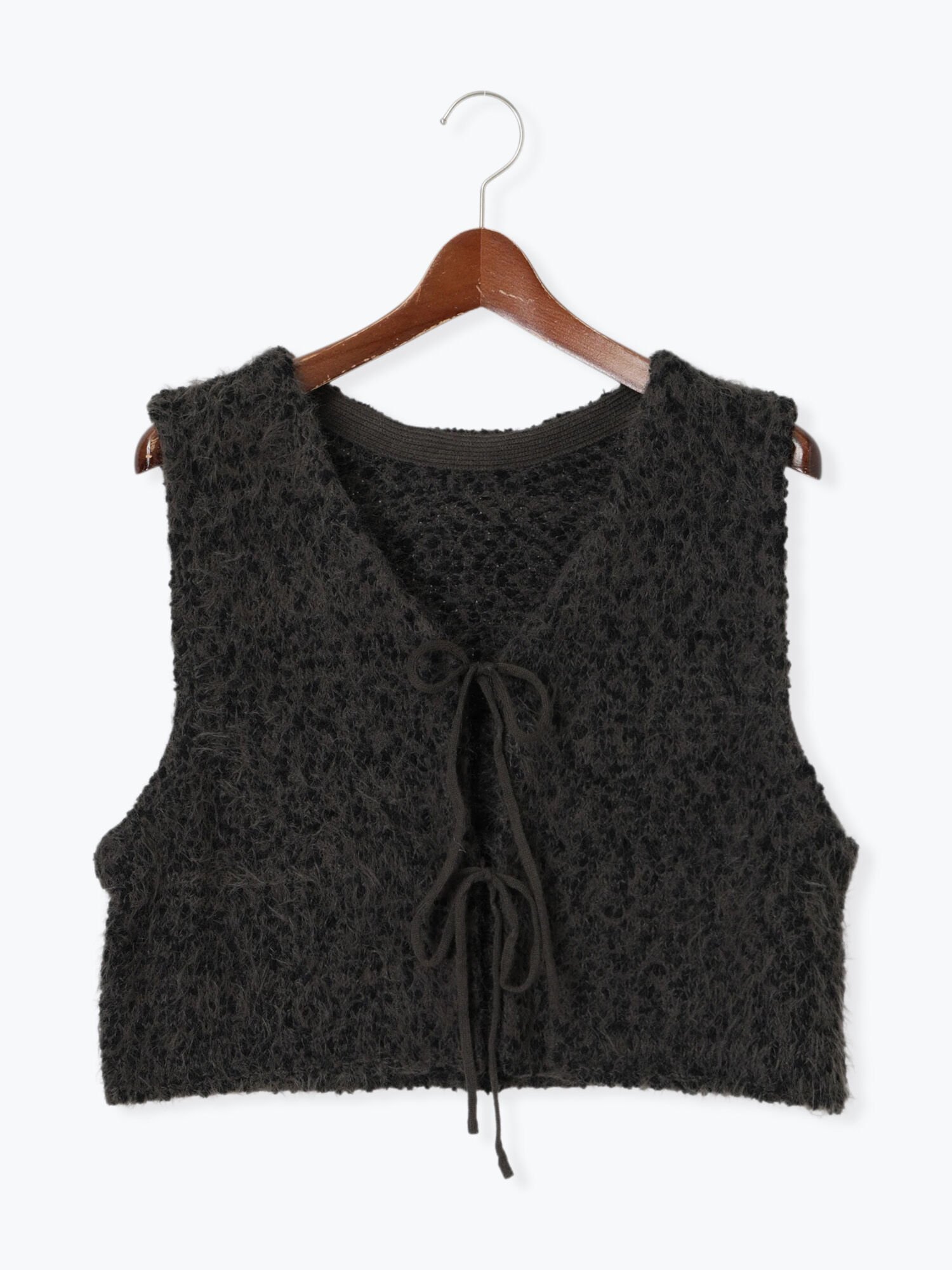 【テチチ/Te chichi】のポンポンヤーンニットショートベスト インテリア・キッズ・メンズ・レディースファッション・服の通販 founy(ファニー) 　ファッション　Fashion　レディースファッション　Fashion for Women　アウター　Coat / Outerwear Collection　トップス・カットソー　Cut & Sew Tops　ニット　Knit Tops & Sweaters　ベスト&ジレ / 重ね着スタイル　Vests & Gilets　おすすめ　Recommended / Our Picks　ショート　Short, Short Length　ダブル　Double, Double-Breasted　バランス　Balance, Style Balance　フロント　Front, Front Design　ベスト　Vest, Waistcoat　リボン　Ribbon, Bow　チャコールグレー|ID: prp329100004649511 ipo3291000000033582076