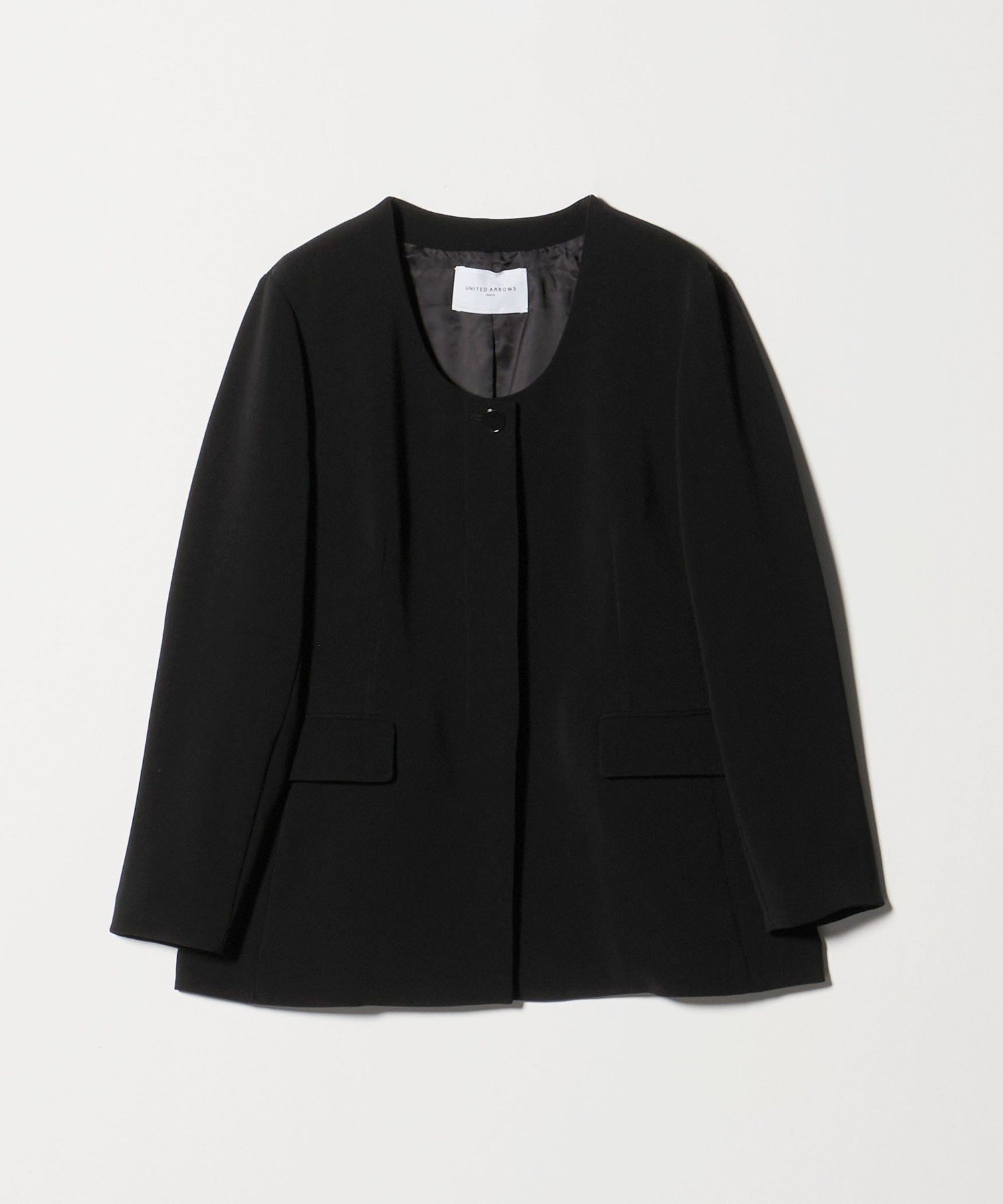 【ユナイテッドアローズ/UNITED ARROWS】のUネックライン ジャケット インテリア・キッズ・メンズ・レディースファッション・服の通販 founy(ファニー) 　ファッション　Fashion　レディースファッション　Fashion for Women　アウター　Coat / Outerwear Collection　レディースジャケット・軽アウター　Jackets　おすすめ　Recommended / Our Picks　インナー　Innerwear　カットソー　Cut and Sewn Top　シンプル　Simple, Minimal　ジャケット　Jacket, Outerwear　スカーフ　Scarf, Neckwear　タートルネック　Turtleneck, High Neck　ダブル　Double, Double-Breasted　デコルテ　Décolleté, Neckline　ネックレス　Necklace, Pendant Necklace　メタル　Metal, Metal Parts　モダン　Modern, Contemporary　BLACK|ID: prp329100004649512 ipo3291000000033582090