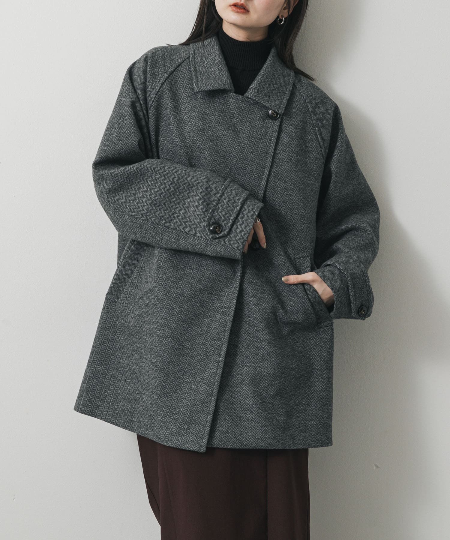 【センスオブプレイス/SENSE OF PLACE by URBAN RESEARCH】のテーラードミドルコート インテリア・キッズ・メンズ・レディースファッション・服の通販 founy(ファニー) 　ファッション　Fashion　レディースファッション　Fashion for Women　アウター　Coat / Outerwear Collection　コート・ロングコート・ピーコート　Long Coats, Peacoats & More　CHA×GRY|ID: prp329100004649549 ipo3291000000033582913