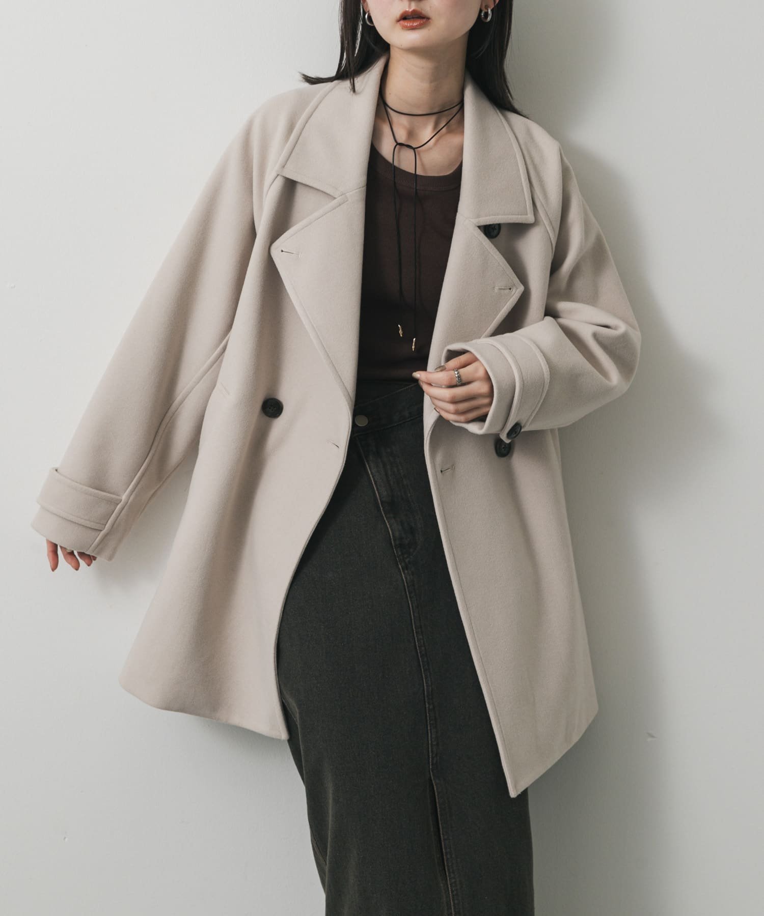 【センスオブプレイス/SENSE OF PLACE by URBAN RESEARCH】のテーラードミドルコート インテリア・キッズ・メンズ・レディースファッション・服の通販 founy(ファニー) 　ファッション　Fashion　レディースファッション　Fashion for Women　アウター　Coat / Outerwear Collection　コート・ロングコート・ピーコート　Long Coats, Peacoats & More　GREIGE|ID: prp329100004649549 ipo3291000000033582917