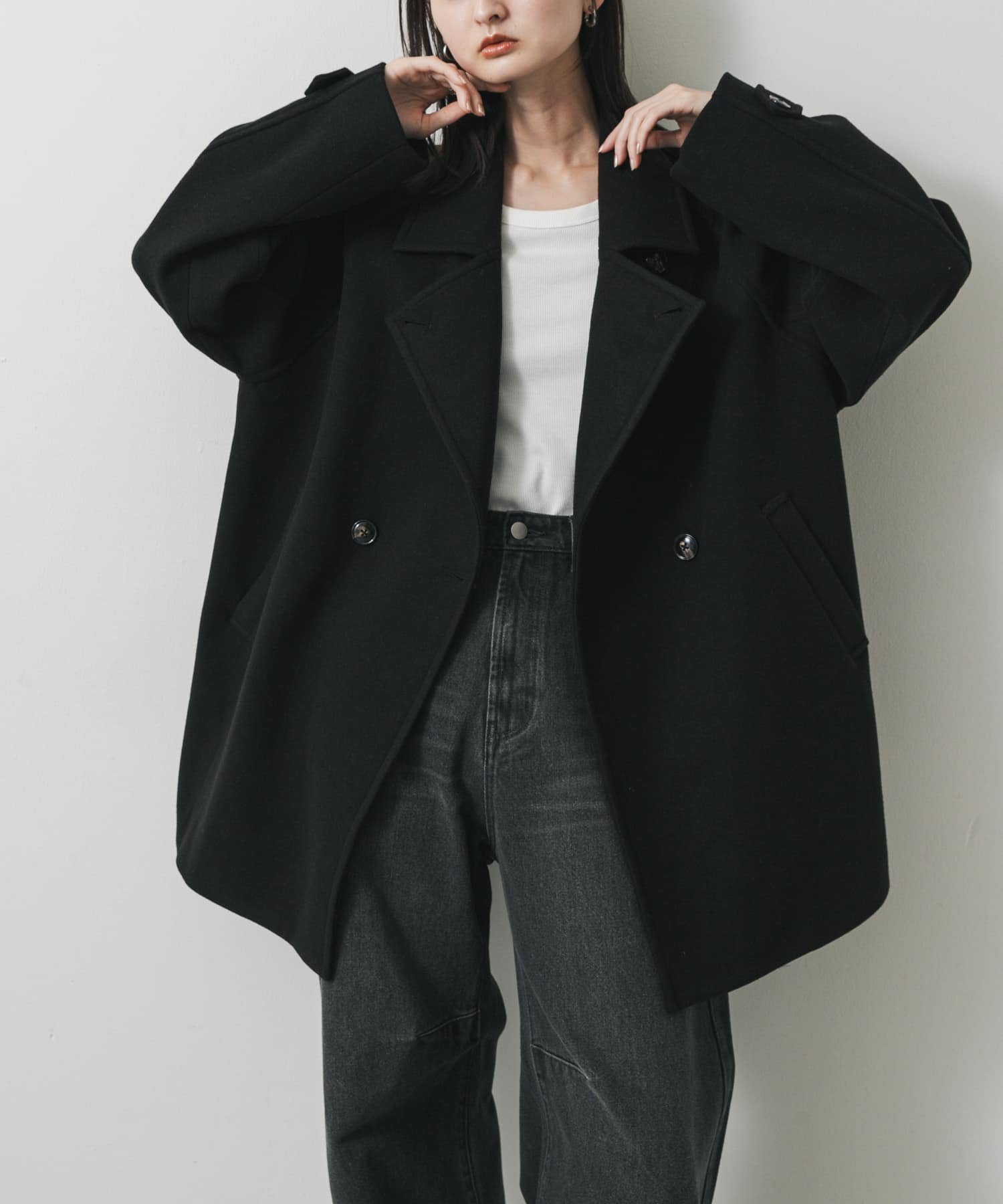 【センスオブプレイス/SENSE OF PLACE by URBAN RESEARCH】のテーラードミドルコート インテリア・キッズ・メンズ・レディースファッション・服の通販 founy(ファニー) 　ファッション　Fashion　レディースファッション　Fashion for Women　アウター　Coat / Outerwear Collection　コート・ロングコート・ピーコート　Long Coats, Peacoats & More　BLACK|ID: prp329100004649549 ipo3291000000033582920
