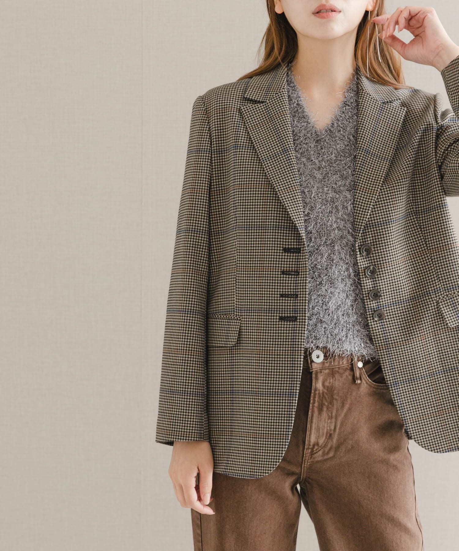 【アーバンリサーチ ロッソ/URBAN RESEARCH ROSSO】のチェックテーラードジャケット 人気、トレンドファッション・服の通販 founy(ファニー) 　ファッション　Fashion　レディースファッション　Fashion for Women　アウター　Coat / Outerwear Collection　レディースジャケット・軽アウター　Jackets　テーラードジャケット / 通勤・きれいめスタイル　Tailored Jackets & Blazers　2025年　2025　2025-2026秋冬・A/W　Autumn/Winter 2025–26 AW25–26　冬　Winter / This Winter　クラシカル　Classical, Vintage-Inspired　ジャケット　Jacket, Outerwear　スラックス　Slacks, Dress Pants　セットアップ　Set-Up, Coordinated Outfit　チェック　Check, Plaid, Tartan　デニム　Denim, Jeans Material　フロント　Front, Front Design　秋　Autumn　A/W・秋冬　Autumn/Winter　 other-1|ID: prp329100004649556 ipo3291000000033583018