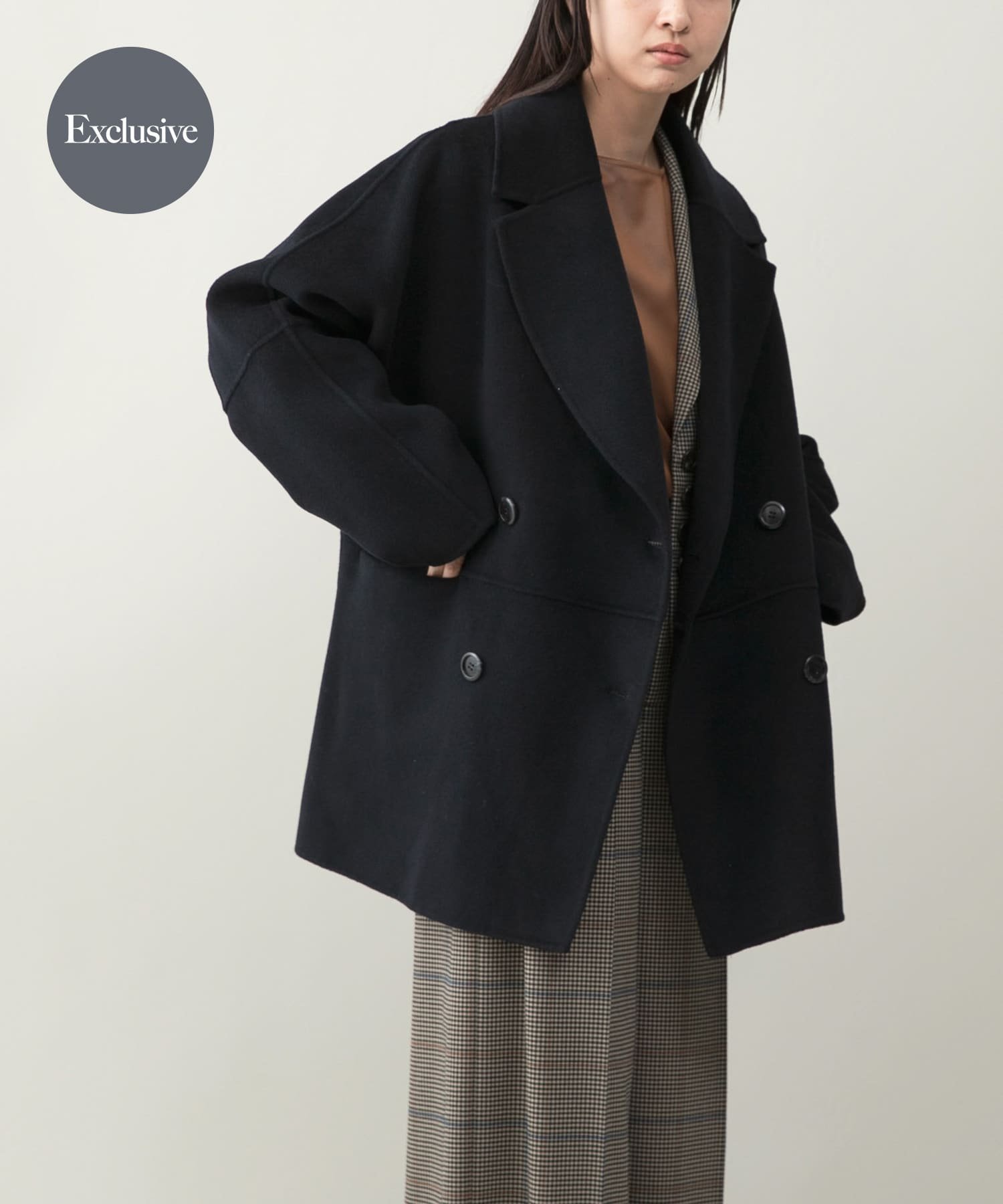【アーバンリサーチ ロッソ/URBAN RESEARCH ROSSO】の『一部別注カラー』YENN DOUBLE FACE PEA COAT インテリア・キッズ・メンズ・レディースファッション・服の通販 founy(ファニー) 　ファッション　Fashion　レディースファッション　Fashion for Women　アウター　Coat / Outerwear Collection　コート・ロングコート・ピーコート　Long Coats, Peacoats & More　Pコート　Pea Coats　インナー　Innerwear　ダブル　Double, Double-Breasted　トレンド　Trend, Trending Now　定番　Standard, Basic Item　人気　Popular, Best Seller　バランス　Balance, Style Balance　フェイス　Face, Facial Design　ボトム　Bottoms, Lower Wear　別注　Limited Edition, Custom Order　ミドル　Middle Length, Mid Height　リラックス　Relax, Relaxed Fit　A/W・秋冬　Autumn/Winter　冬　Winter / This Winter　エレガント 上品　Elegant　2025年　2025　2025-2026秋冬・A/W　Autumn/Winter 2025–26 AW25–26　別注DNAVY|ID: prp329100004649557 ipo3291000000033583032