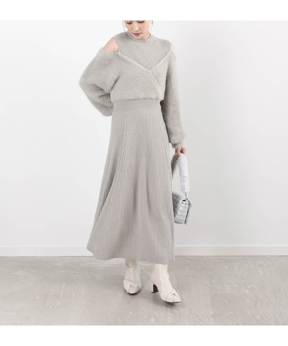【ランダ/RANDA】のフェザードッキングニットワンピース 人気、トレンドファッション・服の通販 founy(ファニー) 　ファッション　Fashion　レディースファッション　Fashion for Women　ワンピース　Dresses　ニットワンピース　Knit Dresses　おすすめ　Recommended / Our Picks　コンパクト　Compact, Small Size　スニーカー　Sneakers, Trainers　フェザー　Feather, Feather Detail　マーメイド　Mermaid, Fishtail Silhouette　リブニット　Rib Knit, Ribbed Knit　 other-1|ID: prp329100004649647 ipo3291000000033585843
