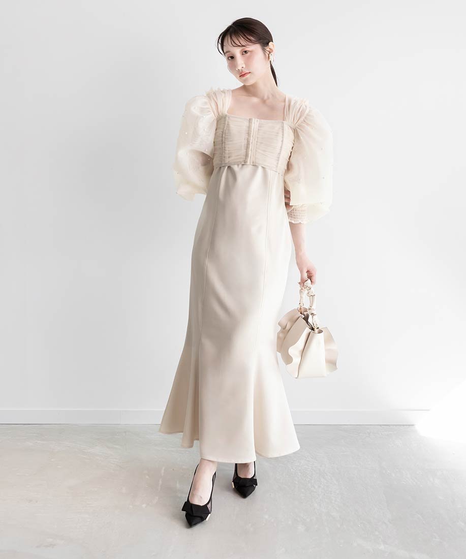 【ランダ/RANDA】のパールボレロセットワンピース インテリア・キッズ・メンズ・レディースファッション・服の通販 founy(ファニー) 　ファッション　Fashion　レディースファッション　Fashion for Women　アウター　Coat / Outerwear Collection　ボレロ・ショート丈ジャケット / ドレス羽織りに　Boleros & Short Jackets　エレガント 上品　Elegant　オーガンジー　Organza Fabric　キャミソール　Camisole, Spaghetti Strap Top　コンパクト　Compact, Small Size　シャーリング　Shirring, Ruched　セットアップ　Set-Up, Coordinated Outfit　チュール　Tulip, Tulip Motif　ドレス　Dress, One-Piece　パール　Pearl, Pearl Accent　フィット　Fit, Slim Fit　ボレロ　Bolero, Short Cardigan　マーメイド　Mermaid, Fishtail Silhouette　結婚式　Wedding　二次会　After Party　CREAM|ID: prp329100004649648 ipo3291000000033585855