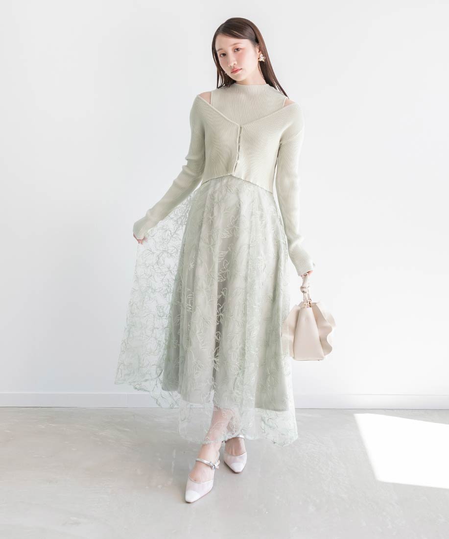 【ランダ/RANDA】のボレロセットフラワードッキングワンピース インテリア・キッズ・メンズ・レディースファッション・服の通販 founy(ファニー) 　ファッション　Fashion　レディースファッション　Fashion for Women　アウター　Coat / Outerwear Collection　ボレロ・ショート丈ジャケット / ドレス羽織りに　Boleros & Short Jackets　コンパクト　Compact, Small Size　バランス　Balance, Style Balance　フィット　Fit, Slim Fit　フラワー　Flower, Floral　ヘムライン　Hemline, Bottom Cut　ボレロ　Bolero, Short Cardigan　エレガント 上品　Elegant　MINT|ID: prp329100004649649 ipo3291000000033585865