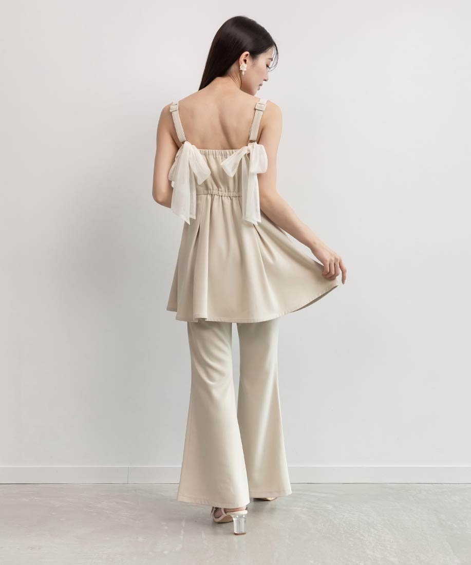【ランダ/RANDA】のミニワンピース フレアパンツセットアップ インテリア・キッズ・メンズ・レディースファッション・服の通販 founy(ファニー) 　ファッション　Fashion　レディースファッション　Fashion for Women　セットアップ　Matching Sets　レディースパンツ・ボトムス　Pants & Trousers / Bottoms　シンプル　Simple, Minimal　セットアップ　Set-Up, Coordinated Outfit　センター　Center, Center Line　チュニック　Tunic, Long Top　ビスチェ　Bustier, Corset Top　フィット　Fit, Slim Fit　フレア　Flare, Flared　エレガント 上品　Elegant　CREAM|ID: prp329100004649663 ipo3291000000033586067