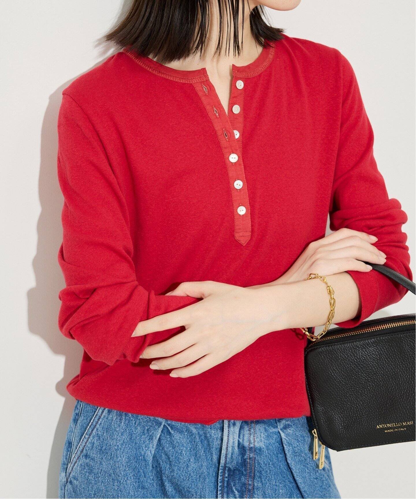 【スローブ イエナ/SLOBE IENA】のスラブリブヘンリーネックロンTEE インテリア・キッズ・メンズ・レディースファッション・服の通販 founy(ファニー) 　ファッション　Fashion　レディースファッション　Fashion for Women　トップス・カットソー　Cut & Sew Tops　ロングTシャツ・Tシャツ　Longline T-Shirts & Tees　2025年　2025　2025-2026秋冬・A/W　Autumn/Winter 2025–26 AW25–26　インナー　Innerwear　カットソー　Cut and Sewn Top　シンプル　Simple, Minimal　ジャケット　Jacket, Outerwear　ベスト　Vest, Waistcoat　A/W・秋冬　Autumn/Winter　レッド|ID: prp329100004649704 ipo3291000000033586707