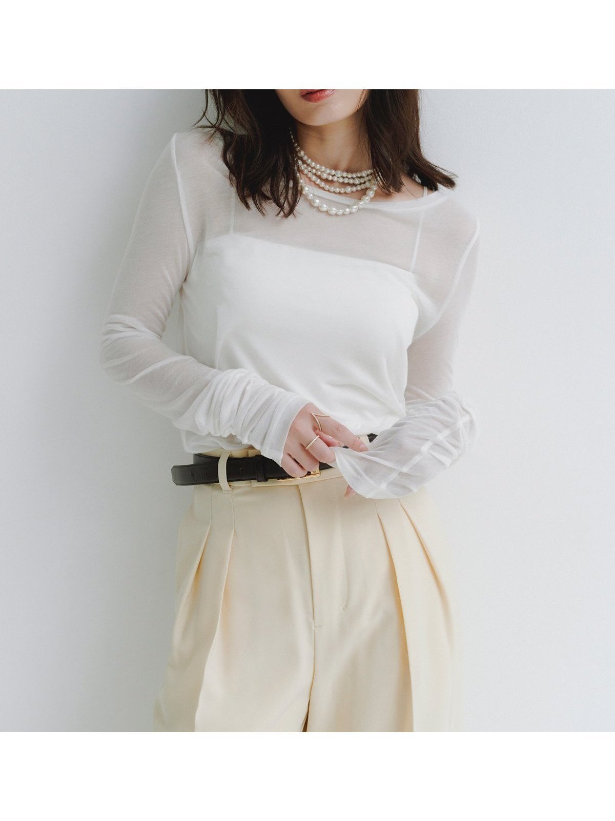 【アニュアンス/anuans】のシアーロングスリーブT シャツ 人気、トレンドファッション・服の通販 founy(ファニー) 　ファッション　Fashion　レディースファッション　Fashion for Women　トップス・カットソー　Cut & Sew Tops　シャツ・ブラウス・オフィスカジュアル　Elegant Blouses & Button-Ups　おすすめ　Recommended / Our Picks　とろみ　Fluid, Flowy Fabric　カットソー　Cut and Sewn Top　カーディガン　Cardigan, Knitwear　シアー　Sheer, See-Through　シルク　Silk, 100% Silk　ベーシック　Basic, Essential　 other-1|ID: prp329100004649712 ipo3291000000034033487