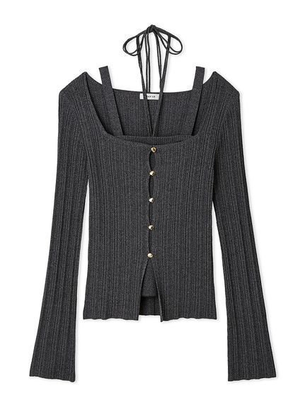 【フレイ アイディー/FRAY I.D】のリブカーデ キャミアンサンブル インテリア・キッズ・メンズ・レディースファッション・服の通販 founy(ファニー) 　ファッション　Fashion　レディースファッション　Fashion for Women　トップス・カットソー　Cut & Sew Tops　アンサンブルニット　Knit Ensembles & Twin Sets　キャミソール&ノースリーブ　Camisoles & Sleeveless Tops　アンサンブル　Ensemble Set　カーディガン　Cardigan, Knitwear　キャミ　Camisole, Cami Top　キャミソール　Camisole, Spaghetti Strap Top　シアー　Sheer, See-Through　スタイリッシュ　Stylish, Fashionable　トレンド　Trend, Trending Now　ボーダー　Border, Stripe　モノトーン　Monotone, Black and White　夏　Summer　CGRY[007]|ID: prp329100004649721 ipo3291000000033587308