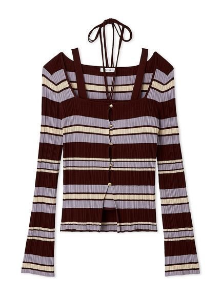 【フレイ アイディー/FRAY I.D】のリブカーデ キャミアンサンブル インテリア・キッズ・メンズ・レディースファッション・服の通販 founy(ファニー) 　ファッション　Fashion　レディースファッション　Fashion for Women　トップス・カットソー　Cut & Sew Tops　アンサンブルニット　Knit Ensembles & Twin Sets　キャミソール&ノースリーブ　Camisoles & Sleeveless Tops　アンサンブル　Ensemble Set　カーディガン　Cardigan, Knitwear　キャミ　Camisole, Cami Top　キャミソール　Camisole, Spaghetti Strap Top　シアー　Sheer, See-Through　スタイリッシュ　Stylish, Fashionable　トレンド　Trend, Trending Now　ボーダー　Border, Stripe　モノトーン　Monotone, Black and White　夏　Summer　BRD[078]|ID: prp329100004649721 ipo3291000000033587311