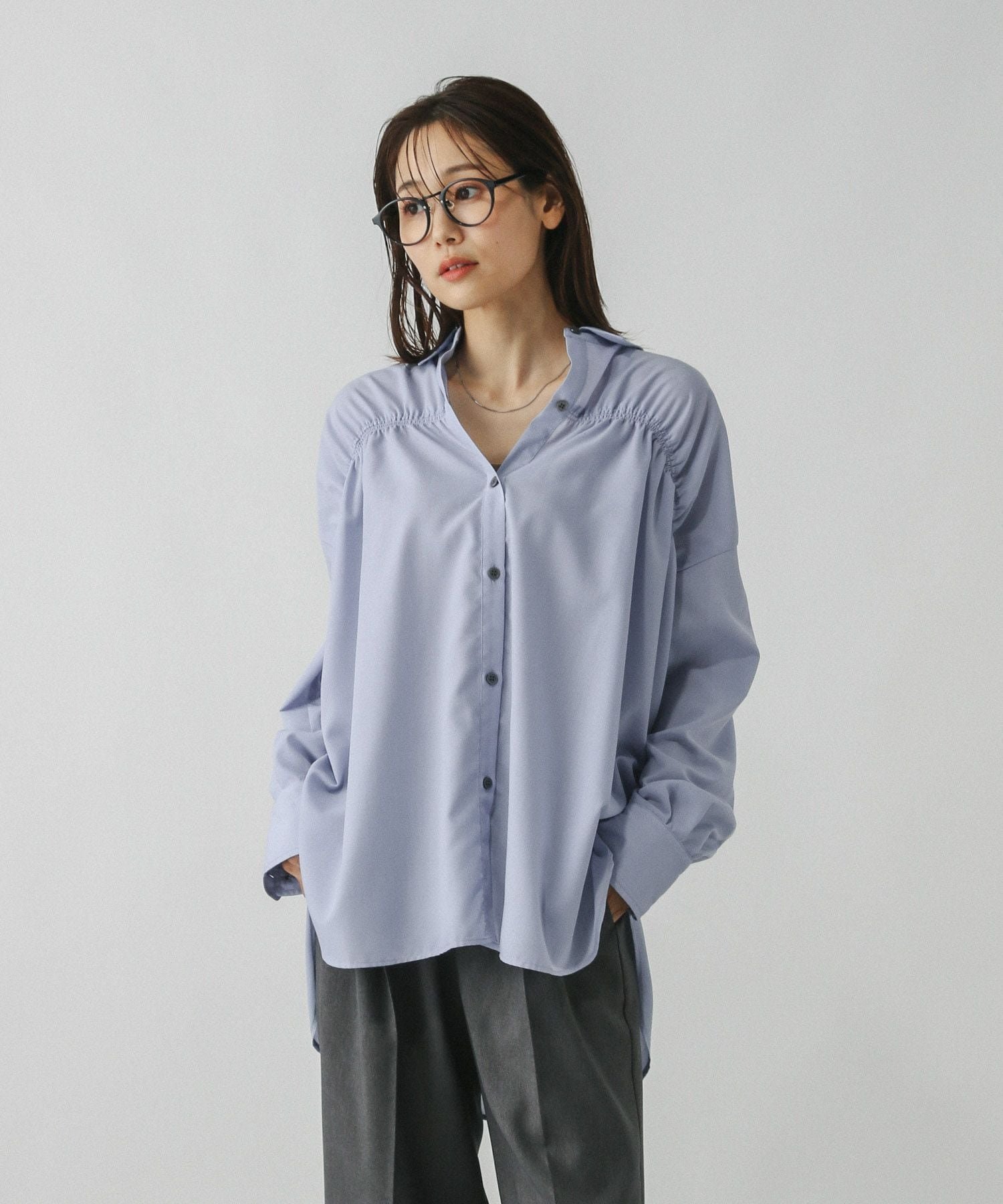 【グローバルワーク/GLOBAL WORK】のアソートシャーリングシャツ/579505 インテリア・キッズ・メンズ・レディースファッション・服の通販 founy(ファニー) 　ファッション　Fashion　レディースファッション　Fashion for Women　トップス・カットソー　Cut & Sew Tops　シャツ・ブラウス・オフィスカジュアル　Elegant Blouses & Button-Ups　シャーリング　Shirring, Ruched　ストレート　Straight, Straight Cut　チェック　Check, Plaid, Tartan　フレア　Flare, Flared　ベーシック　Basic, Essential　ボトム　Bottoms, Lower Wear　サックス83|ID: prp329100004649798 ipo3291000000033909244