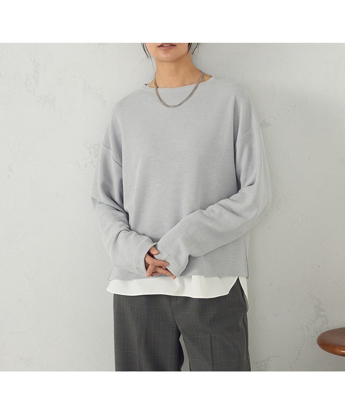 【コムサイズム/COMME CA ISM】の【セットアイテム】ボトルネックカットソー+タンクトップ インテリア・キッズ・メンズ・レディースファッション・服の通販 founy(ファニー) 　ファッション　Fashion　レディースファッション　Fashion for Women　トップス・カットソー　Cut & Sew Tops　カットソー・ベーシックTシャツ　Cut-and-Sewn Tops / Stretch Tees & Basics　インナー　Innerwear　スリット　Slit, Slit Detail　タンク　Tank Top, Sleeveless Top　ヘムライン　Hemline, Bottom Cut　ボトルネック　Bottle Neck, Mock Neck　ラウンド　Round, Round Neck　エレガント 上品　Elegant　長袖　Long Sleeve, Full Sleeve　グレー|ID: prp329100004650226 ipo3291000000033593958