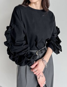 【リエディ/Re:EDIT】の袖フリル長袖カットソー 人気、トレンドファッション・服の通販 founy(ファニー) ファッション Fashion レディースファッション Fashion for Women トップス・カットソー Cut & Sew Tops カットソー・ベーシックTシャツ Cut-and-Sewn Tops / Stretch Tees & Basics おすすめ Recommended / Our Picks カットソー Cut and Sewn Top デニム Denim, Jeans Material フェミニン Feminine, Girly フリル Frill, Ruffle ベスト Vest, Waistcoat 人気 Popular, Best Seller 長袖 Long Sleeve, Full Sleeve |ID:prp329100004650230