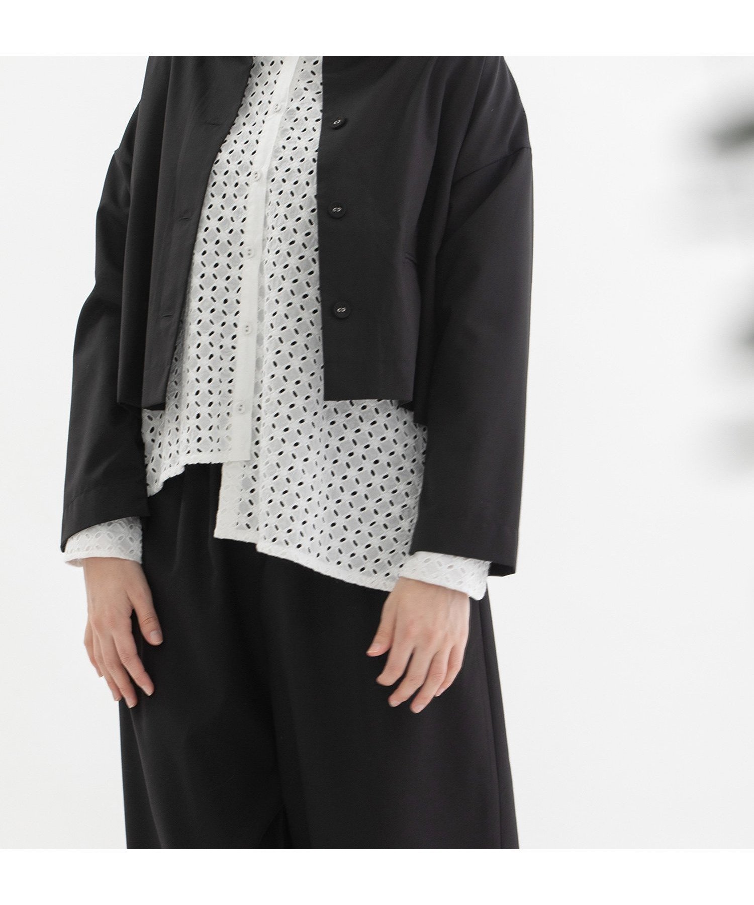 【プードゥドゥ/POU DOU DOU】のトロ2wayクロップドジャケット インテリア・キッズ・メンズ・レディースファッション・服の通販 founy(ファニー) 　ファッション　Fashion　レディースファッション　Fashion for Women　アウター　Coat / Outerwear Collection　レディースジャケット・軽アウター　Jackets　春　Spring　秋　Autumn　シンプル　Simple, Minimal　ジャケット　Jacket, Outerwear　スマート　Smart, Elegant　セットアップ　Set-Up, Coordinated Outfit　フォルム　Silhouette, Form　フォーマル　Formal, Dressy　プリーツ　Pleats, Pleated　リラックス　Relax, Relaxed Fit　ロング　Long, Long-Length　おすすめ　Recommended / Our Picks　ブラック|ID: prp329100004650239 ipo3291000000033594088