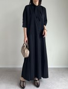【リエディ/Re:EDIT】のスカーフ付きデシン生地シャツワンピース 人気、トレンドファッション・服の通販 founy(ファニー) ファッション Fashion レディースファッション Fashion for Women ワンピース Dresses シャツワンピース / 1枚で着映えコーデ Shirt Dresses なめらか Smooth, Silky Texture エレガント 上品 Elegant コンパクト Compact, Small Size サマー Summer, Summer Style スカーフ Scarf, Neckwear ストライプ Stripe, Striped Pattern ドレス Dress, One-Piece バランス Balance, Style Balance プリーツ Pleats, Pleated ループ Loop, Loop Knit 無地 Plain, Solid Color thumbnail ブラック|ID: prp329100004650242 ipo3291000000033594110
