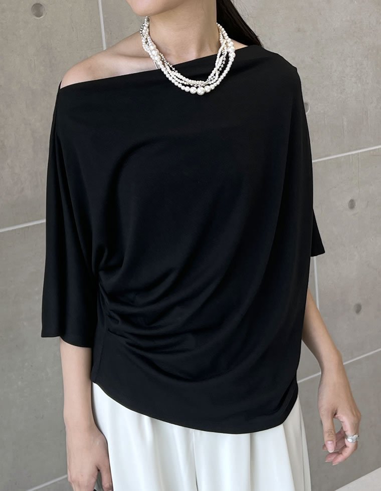 【リエディ/Re:EDIT】の2WAYカットドレープトップス 人気、トレンドファッション・服の通販 founy(ファニー) 　ファッション　Fashion　レディースファッション　Fashion for Women　トップス・カットソー　Cut & Sew Tops　おすすめ　Recommended / Our Picks　とろみ　Fluid, Flowy Fabric　アシンメトリー　Asymmetrical Style　エレガント 上品　Elegant　カットソー　Cut and Sewn Top　シンプル　Simple, Minimal　ストレッチ　Stretch, Stretchy Fabric　トレンド　Trend, Trending Now　ドレープ　Drape, Draping Fabric　ボトム　Bottoms, Lower Wear　ミックス　Mix, Mixed Style　ワンショル　One Shoulder, Asymmetrical　 other-1|ID: prp329100004650246 ipo3291000000033594214