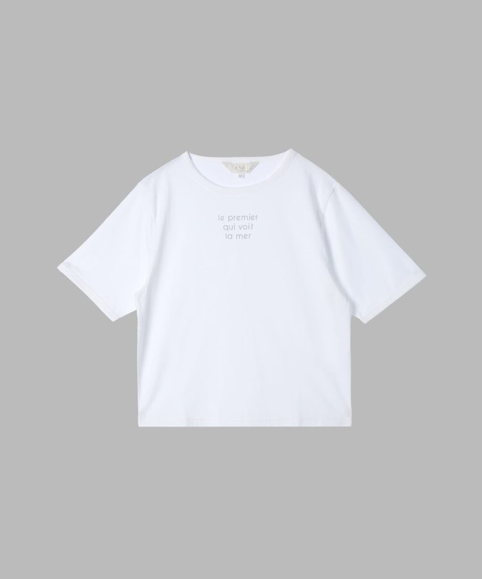 【アニエスベー ファム/agnes b. FEMME】のメッセージ プリント 半袖 Tシャツ Le premier qui voit la mer インテリア・キッズ・メンズ・レディースファッション・服の通販 founy(ファニー) https://founy.com/ ファッション Fashion レディースファッション Fashion for Women トップス・カットソー Cut & Sew Tops シャツ・ブラウス・オフィスカジュアル Elegant Blouses & Button-Ups ロングTシャツ・Tシャツ Longline T-Shirts & Tees ショート Short, Short Length プリント Print, Printed Pattern 半袖 Short Sleeve, Half Sleeve |ID: prp329100004650253 ipo3291000000033594484