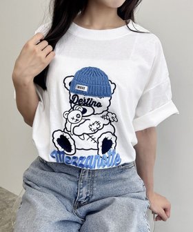【イング/INGNI】 【WEB限定】傷ベア刺繍Tシャツ人気、トレンドファッション・服の通販 founy(ファニー) ファッション Fashion レディースファッション Fashion for Women トップス・カットソー Cut & Sew Tops シャツ・ブラウス・オフィスカジュアル Elegant Blouses & Button-Ups ロングTシャツ・Tシャツ Longline T-Shirts & Tees おすすめ Recommended / Our Picks スマホ Smartphone, Mobile Device ビッグ Big, Oversized |ID:prp329100004650267
