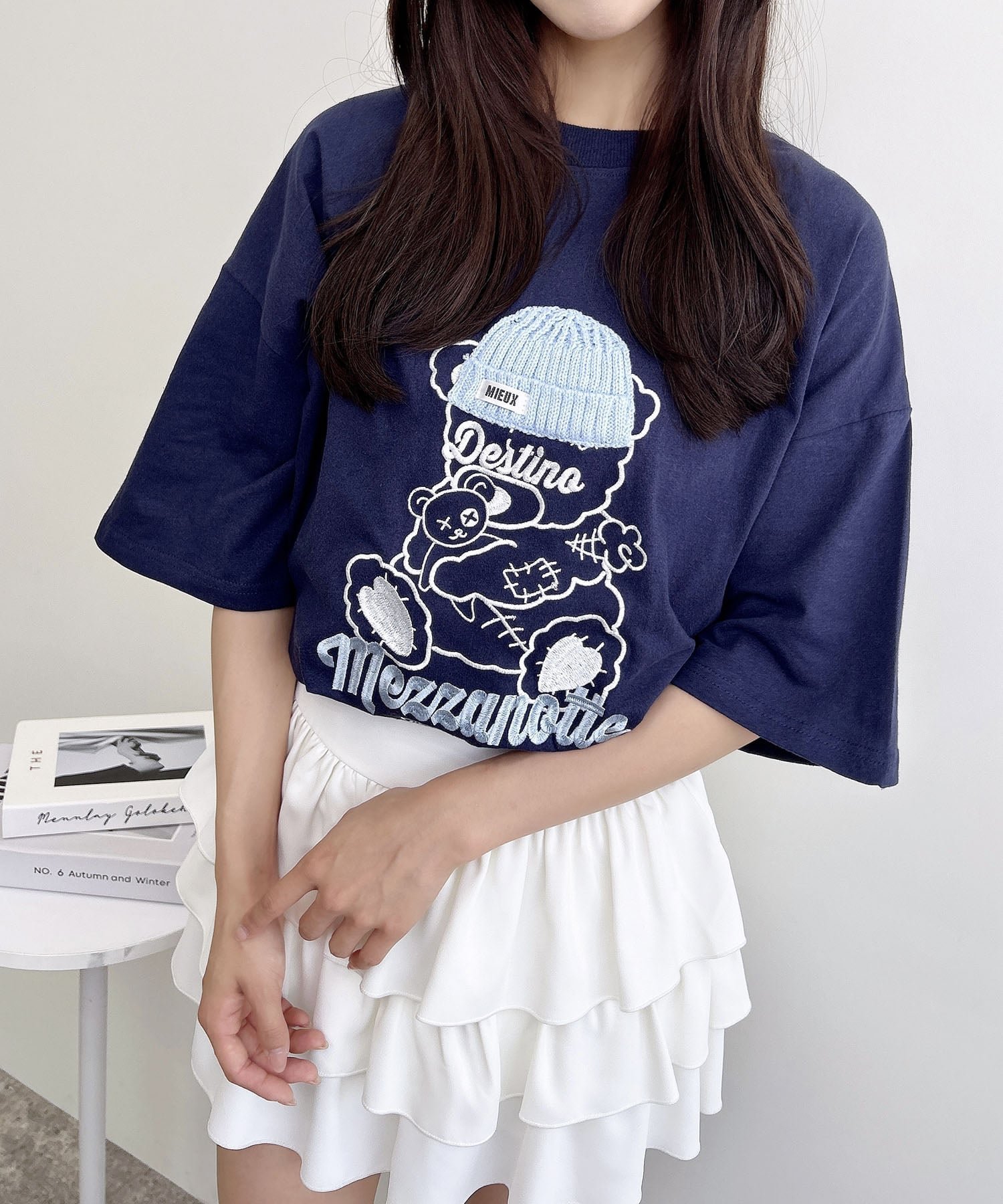 【イング/INGNI】の【WEB限定】傷ベア刺繍Tシャツ インテリア・キッズ・メンズ・レディースファッション・服の通販 founy(ファニー) 　ファッション　Fashion　レディースファッション　Fashion for Women　トップス・カットソー　Cut & Sew Tops　シャツ・ブラウス・オフィスカジュアル　Elegant Blouses & Button-Ups　ロングTシャツ・Tシャツ　Longline T-Shirts & Tees　おすすめ　Recommended / Our Picks　スマホ　Smartphone, Mobile Device　ビッグ　Big, Oversized　コン|ID: prp329100004650267 ipo3291000000033594794