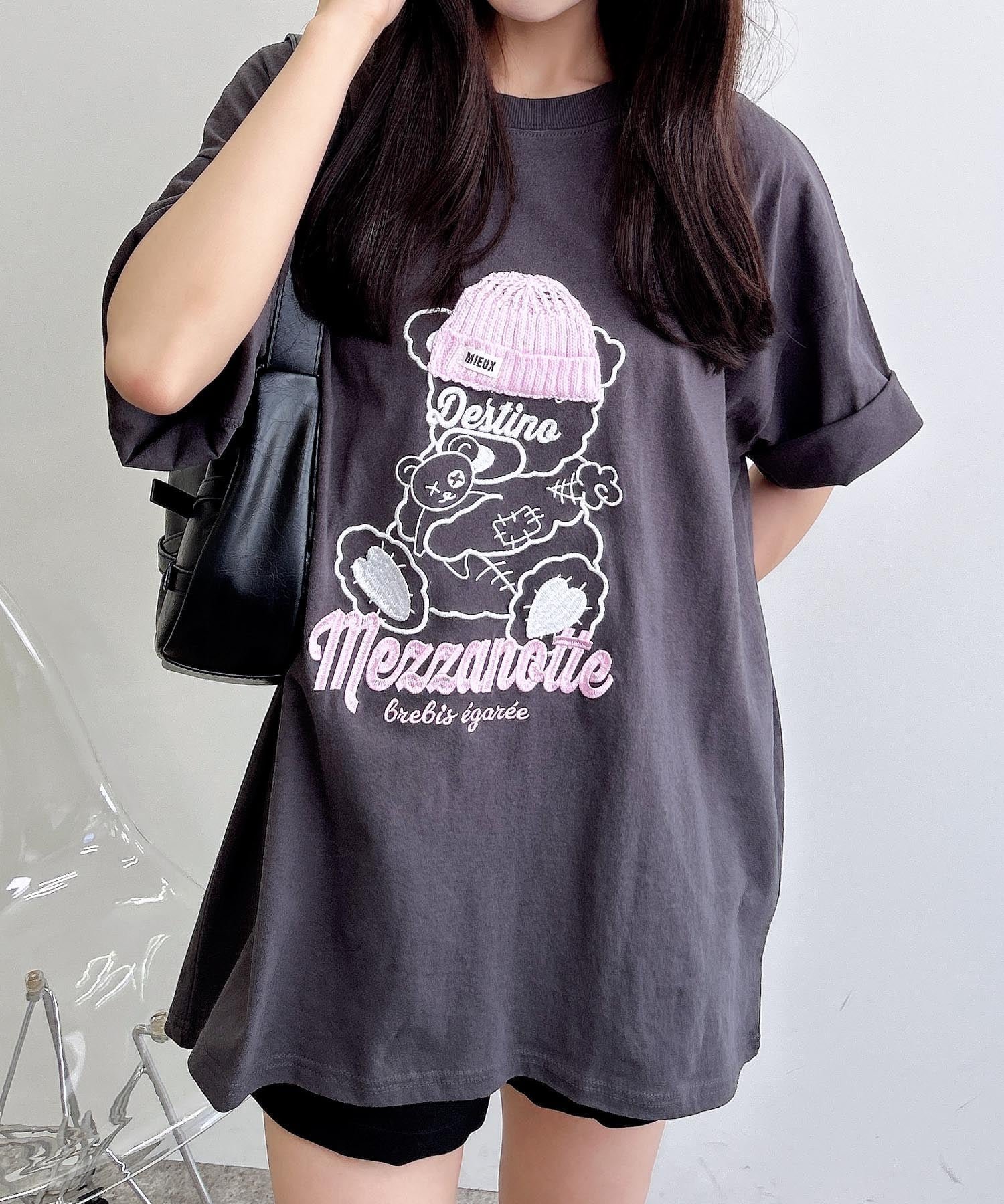 【イング/INGNI】の【WEB限定】傷ベア刺繍Tシャツ インテリア・キッズ・メンズ・レディースファッション・服の通販 founy(ファニー) 　ファッション　Fashion　レディースファッション　Fashion for Women　トップス・カットソー　Cut & Sew Tops　シャツ・ブラウス・オフィスカジュアル　Elegant Blouses & Button-Ups　ロングTシャツ・Tシャツ　Longline T-Shirts & Tees　おすすめ　Recommended / Our Picks　スマホ　Smartphone, Mobile Device　ビッグ　Big, Oversized　スミクロ|ID: prp329100004650267 ipo3291000000033594798