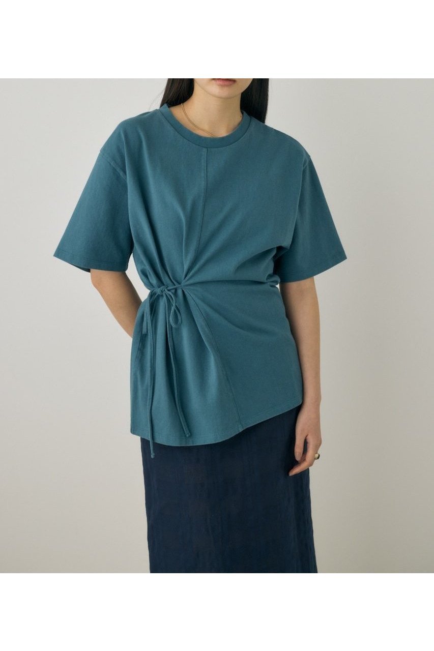 【マウジー/moussy】のウエストタイTシャツ オーガニックコットン使用 インテリア・キッズ・メンズ・レディースファッション・服の通販 founy(ファニー) 　ファッション　Fashion　レディースファッション　Fashion for Women　トップス・カットソー　Cut & Sew Tops　シャツ・ブラウス・オフィスカジュアル　Elegant Blouses & Button-Ups　ロングTシャツ・Tシャツ　Longline T-Shirts & Tees　おすすめ　Recommended / Our Picks　カットソー　Cut and Sewn Top　シンプル　Simple, Minimal　ペプラム　Peplum, Flared Hem　リボン　Ribbon, Bow　人気　Popular, Best Seller　再入荷　Restock / Back in Stock　BLU|ID: prp329100004650304 ipo3291000000033595727