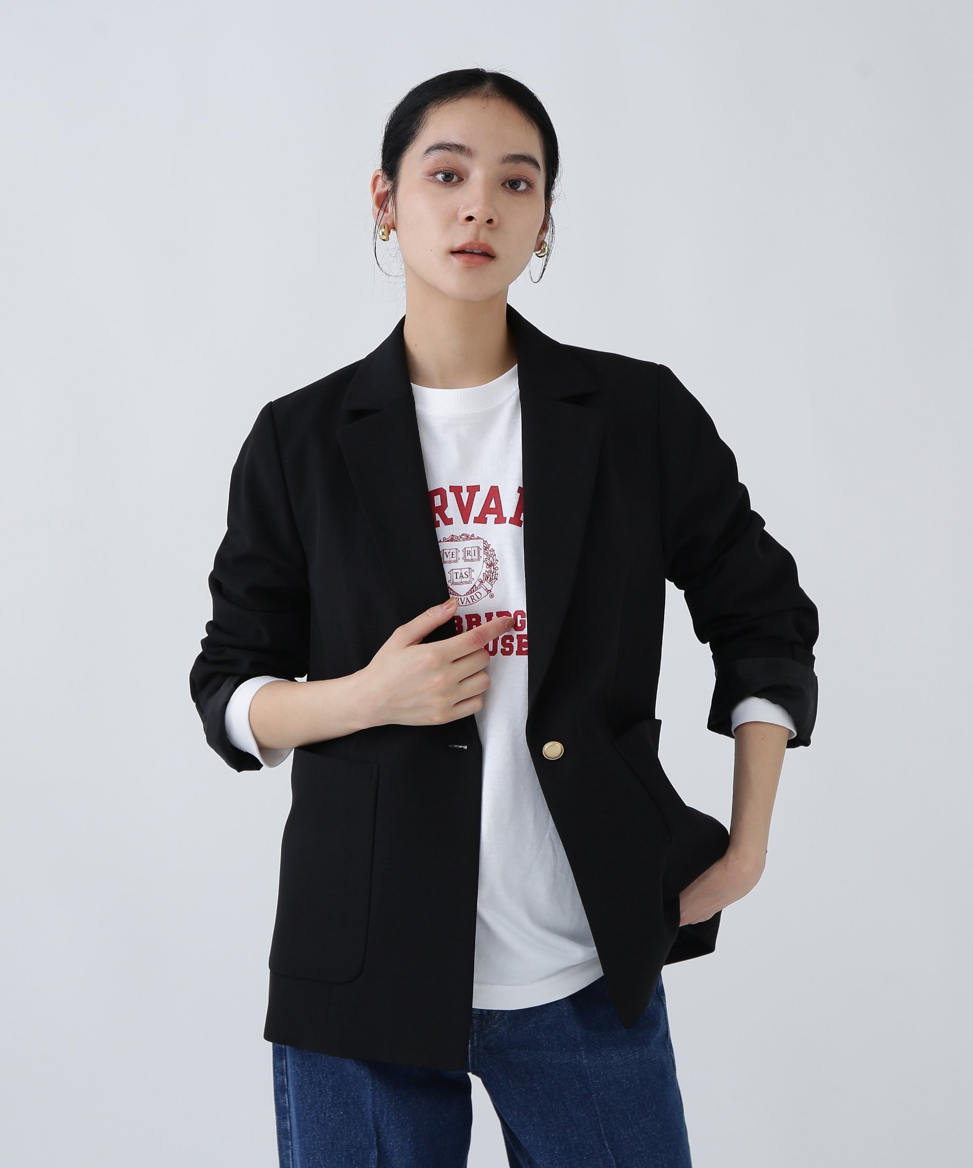 【エヌ ナチュラルビューティーベーシック/N.Natural Beauty basic】の丸めて持ち運べる多機能忍ばせストレッチギャバテーラードジャケット インテリア・キッズ・メンズ・レディースファッション・服の通販 founy(ファニー) 　ファッション　Fashion　レディースファッション　Fashion for Women　アウター　Coat / Outerwear Collection　レディースジャケット・軽アウター　Jackets　テーラードジャケット / 通勤・きれいめスタイル　Tailored Jackets & Blazers　ジャケット　Jacket, Outerwear　ストレッチ　Stretch, Stretchy Fabric　スマート　Smart, Elegant　ポケット　Pocket, Pocket Detail　ブラック|ID: prp329100004650319 ipo3291000000033595847