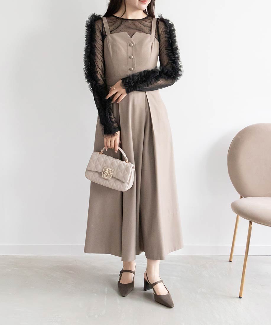 【ランダ/RANDA】のビスチェライクキャミワンピース インテリア・キッズ・メンズ・レディースファッション・服の通販 founy(ファニー) 　ファッション　Fashion　レディースファッション　Fashion for Women　ワンピース　Dresses　キャミソールワンピース　Camisole Dresses　おすすめ　Recommended / Our Picks　インナー　Innerwear　キャミワンピース　Cami Dress, Slip Dress　クラシック　Classic, Timeless Style　コンパクト　Compact, Small Size　シンプル　Simple, Minimal　ジャケット　Jacket, Outerwear　スーツ　Suit, Formalwear　チェック　Check, Plaid, Tartan　フロント　Front, Front Design　ボックス　Boxy, Box Shape　ロング　Long, Long-Length　エレガント 上品　Elegant　A/W・秋冬　Autumn/Winter　GREGE|ID: prp329100004650364 ipo3291000000033596279