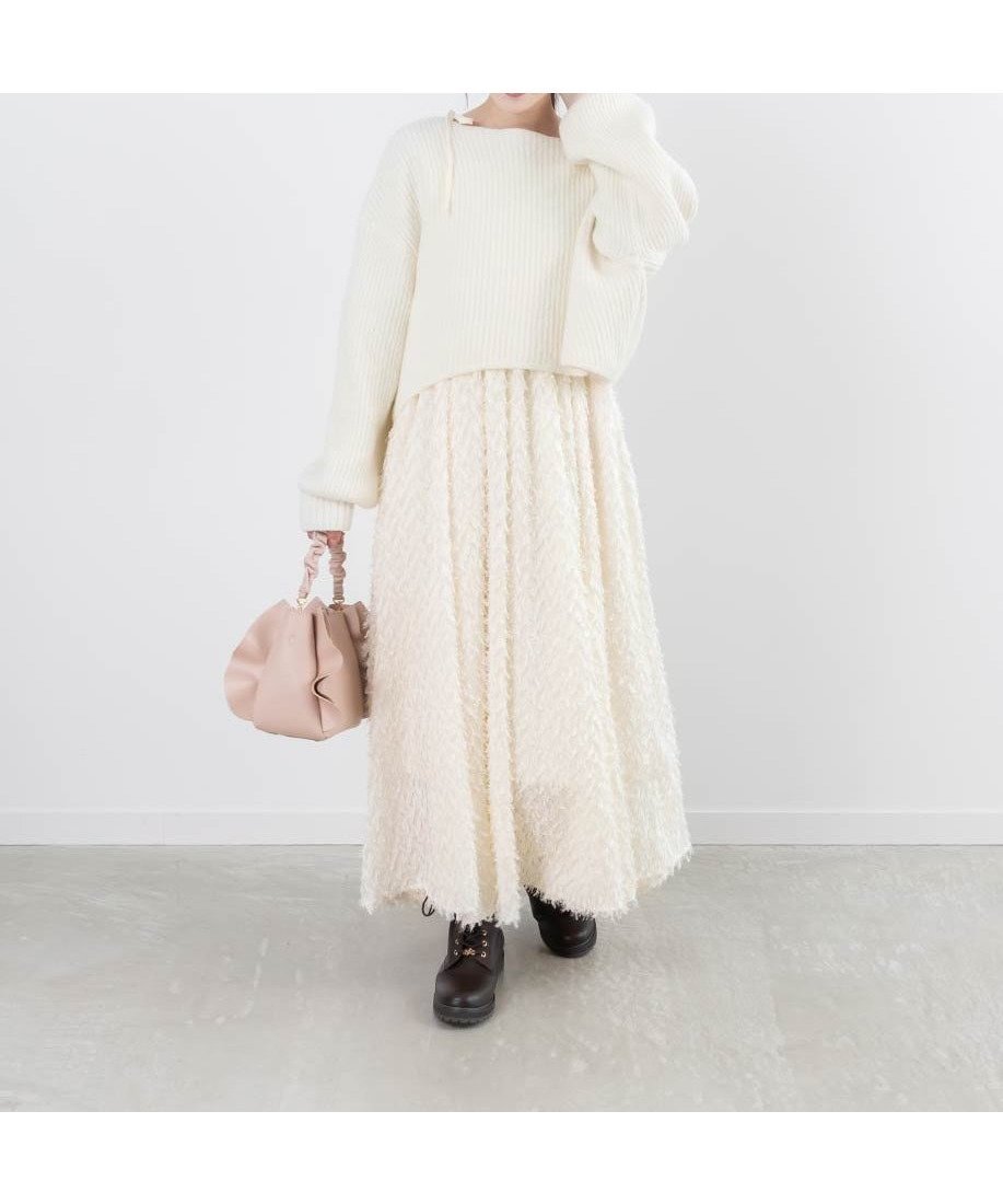 【ランダ/RANDA】のクロップド丈ニット シャギーキャミワンピースセット 人気、トレンドファッション・服の通販 founy(ファニー) 　ファッション　Fashion　レディースファッション　Fashion for Women　ワンピース　Dresses　キャミソールワンピース　Camisole Dresses　クロップド　Cropped, Short Length　ショルダー　Shoulder, Shoulder Strap　リボン　Ribbon, Bow　エレガント 上品　Elegant　 other-1|ID: prp329100004650389 ipo3291000000033596470