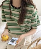 【ミニミニストア/miniministore】のマルチボーダーTシャツ 半袖カットソー夏 グリーン|ID: prp329100004650398 ipo3291000000033596505