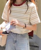 【ミニミニストア/miniministore】のマルチボーダーTシャツ 半袖カットソー夏 ベージュ|ID: prp329100004650398 ipo3291000000033596506