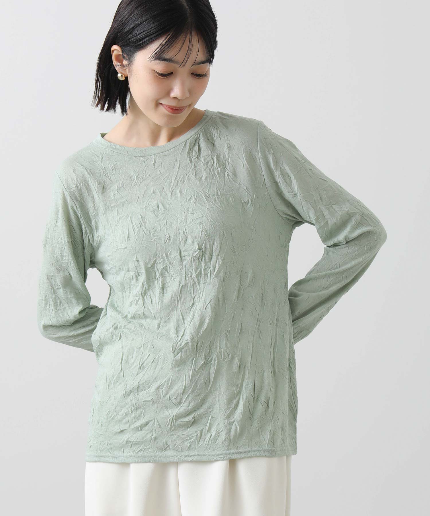 【グレディブリリアン/Gready Brilliant】のワッシャーシアーカットソー 人気、トレンドファッション・服の通販 founy(ファニー) 　ファッション　Fashion　レディースファッション　Fashion for Women　トップス・カットソー　Cut & Sew Tops　カットソー・ベーシックTシャツ　Cut-and-Sewn Tops / Stretch Tees & Basics　インナー　Innerwear　ジャケット　Jacket, Outerwear　ワッシャー　Washer, Crinkled Finish　 other-1|ID: prp329100004650439 ipo3291000000033596701