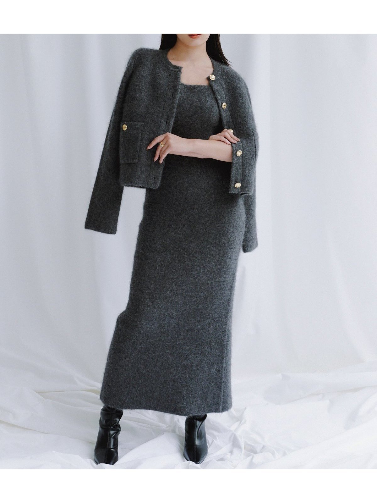 【アニュアンス/anuans】のカシミヤブレンドキャミソールニットワンピース 人気、トレンドファッション・服の通販 founy(ファニー) 　ファッション　Fashion　レディースファッション　Fashion for Women　ワンピース　Dresses　ニットワンピース　Knit Dresses　おすすめ　Recommended / Our Picks　ジャケット　Jacket, Outerwear　 other-1|ID: prp329100004650449 ipo3291000000033813131
