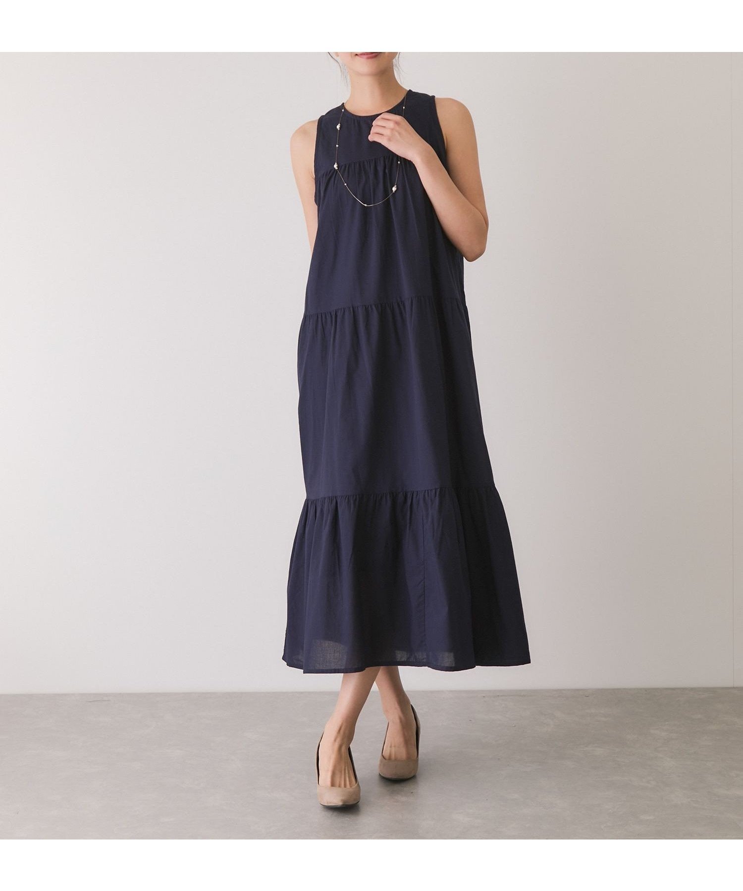 【ジャイロ/JAYRO】のティアードノースリーブワンピース インテリア・キッズ・メンズ・レディースファッション・服の通販 founy(ファニー) 　ファッション　Fashion　レディースファッション　Fashion for Women　ワンピース　Dresses　アクセサリー　Fashion Accessories　インナー　Innerwear　春　Spring　カーディガン　Cardigan, Knitwear　サンダル　Sandals, Summer Shoes　シューズ　Shoes, Footwear　ジャケット　Jacket, Outerwear　スニーカー　Sneakers, Trainers　ダウン　Down, Puffer　デコルテ　Décolleté, Neckline　ノースリーブ　Sleeveless, No-Sleeve　ペチコート　Petticoat, Underskirt　ポケット　Pocket, Pocket Detail　楽ちん　Easy Fit, Comfortable　S/S・春夏　SS, Spring/Summer, Warm Season　おすすめ　Recommended / Our Picks　夏　Summer　旅行　Travel　ネイビー(40)|ID: prp329100004650466 ipo3291000000033596881
