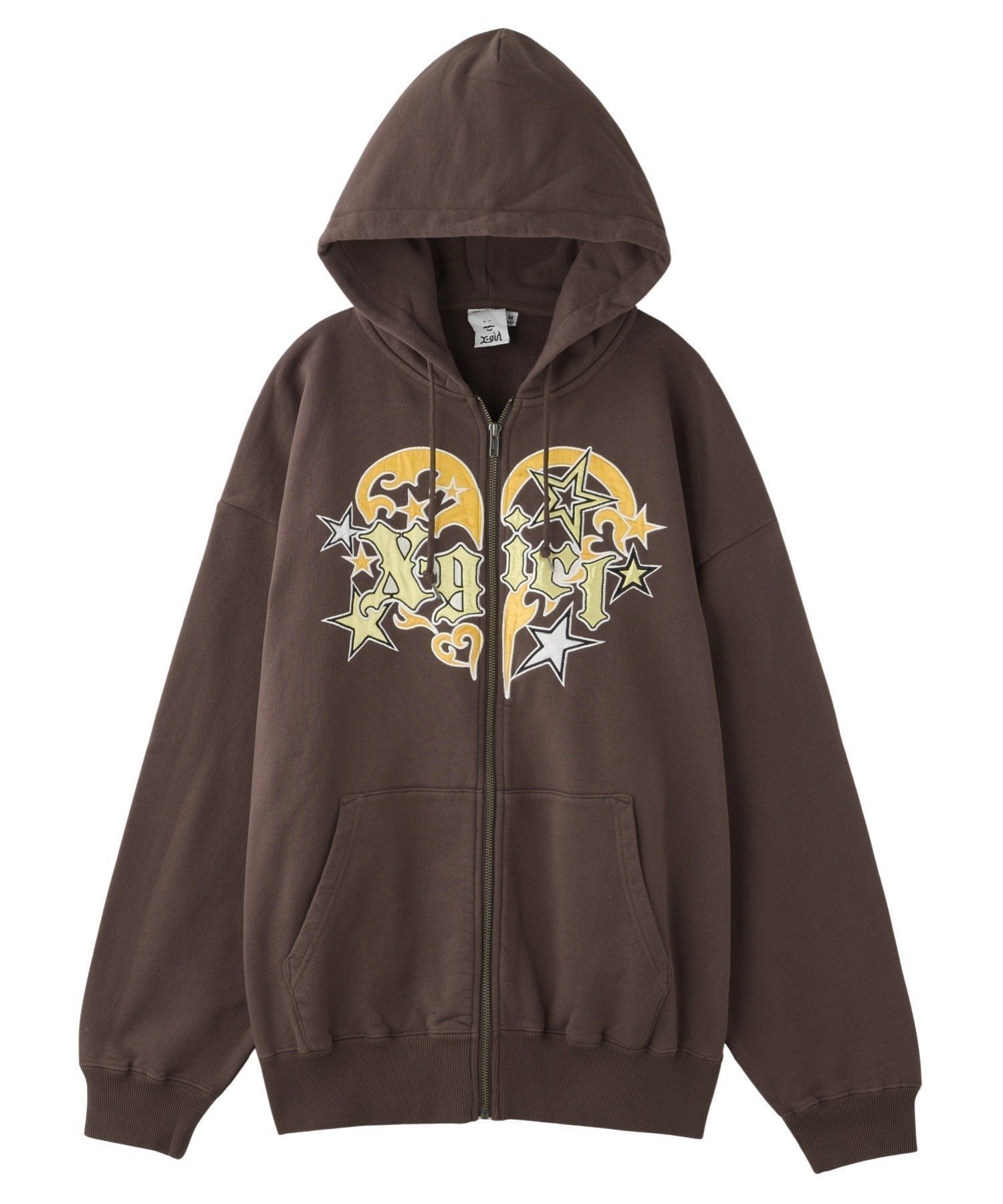【エックスガール/X-girl】のTRIBAL HEART ZIP UP SWEAT HOODIE X-girl インテリア・キッズ・メンズ・レディースファッション・服の通販 founy(ファニー) 　ファッション　Fashion　レディースファッション　Fashion for Women　トップス・カットソー　Cut & Sew Tops　レディースパーカー・カジュアルフーディー　Casual Hoodies & Sweatshirts　スウェット・クルーネックトップス　Sweatshirts & Crewnecks / Relaxed Fit Sweat Tops　おすすめ　Recommended / Our Picks　カーゴパンツ　Cargo Pants, Utility Pants　コンパクト　Compact, Small Size　サテン　Satin, Glossy Fabric　スウェット / スエット　Sweatshirt, Sweatwear　デニム　Denim, Jeans Material　パッチ　Patch, Appliqué　ロング　Long, Long-Length　今季　This Season, Current Season　定番　Standard, Basic Item　旅行　Travel　A/W・秋冬　Autumn/Winter　長袖　Long Sleeve, Full Sleeve　BROWN|ID: prp329100004650489 ipo3291000000033597125
