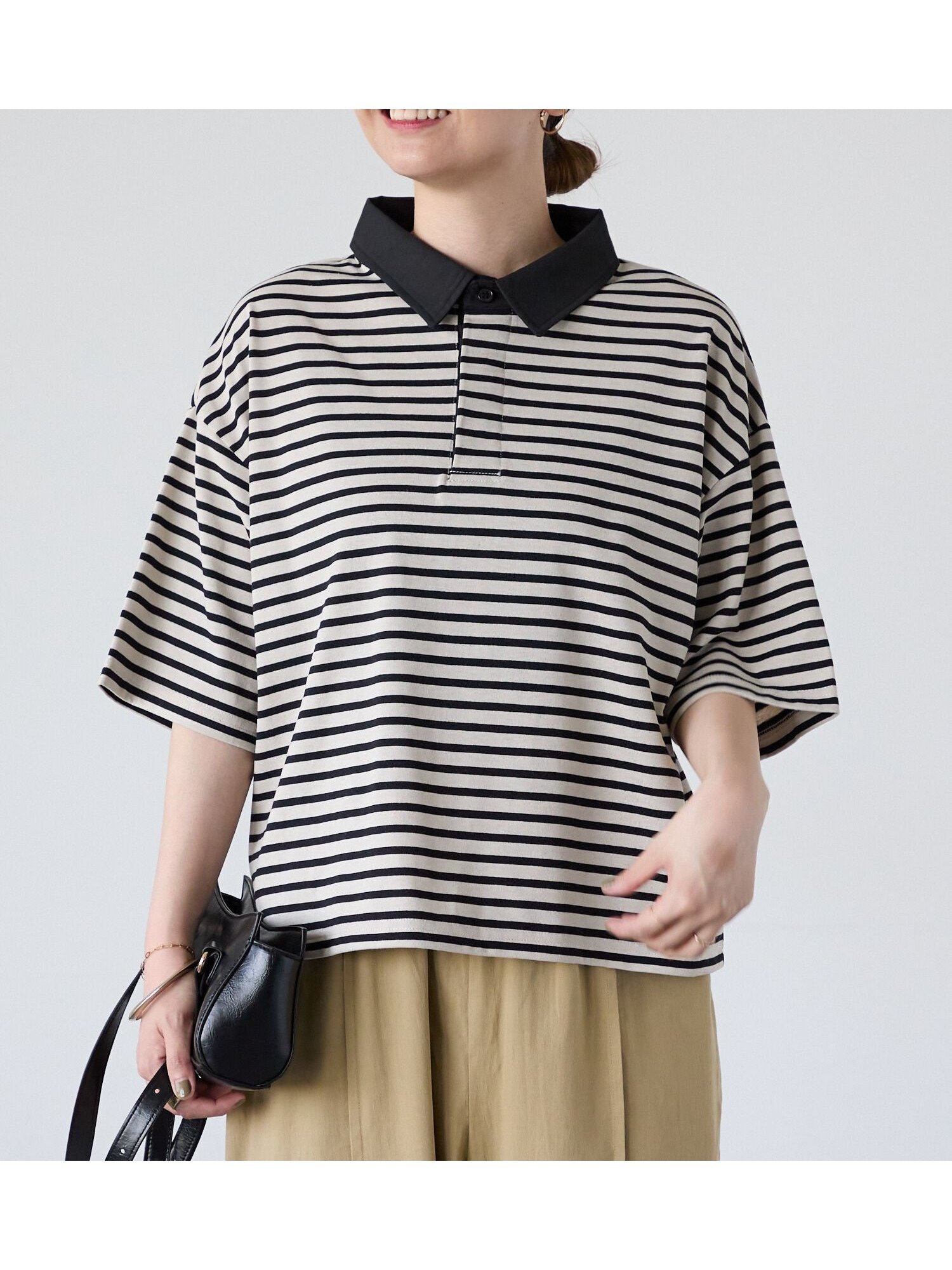 【テチチ/Te chichi】のボーダーラガーシャツ インテリア・キッズ・メンズ・レディースファッション・服の通販 founy(ファニー) 　ファッション　Fashion　レディースファッション　Fashion for Women　トップス・カットソー　Cut & Sew Tops　シャツ・ブラウス・オフィスカジュアル　Elegant Blouses & Button-Ups　ボーダー　Border, Stripe　ベージュ|ID: prp329100004650517 ipo3291000000033597548