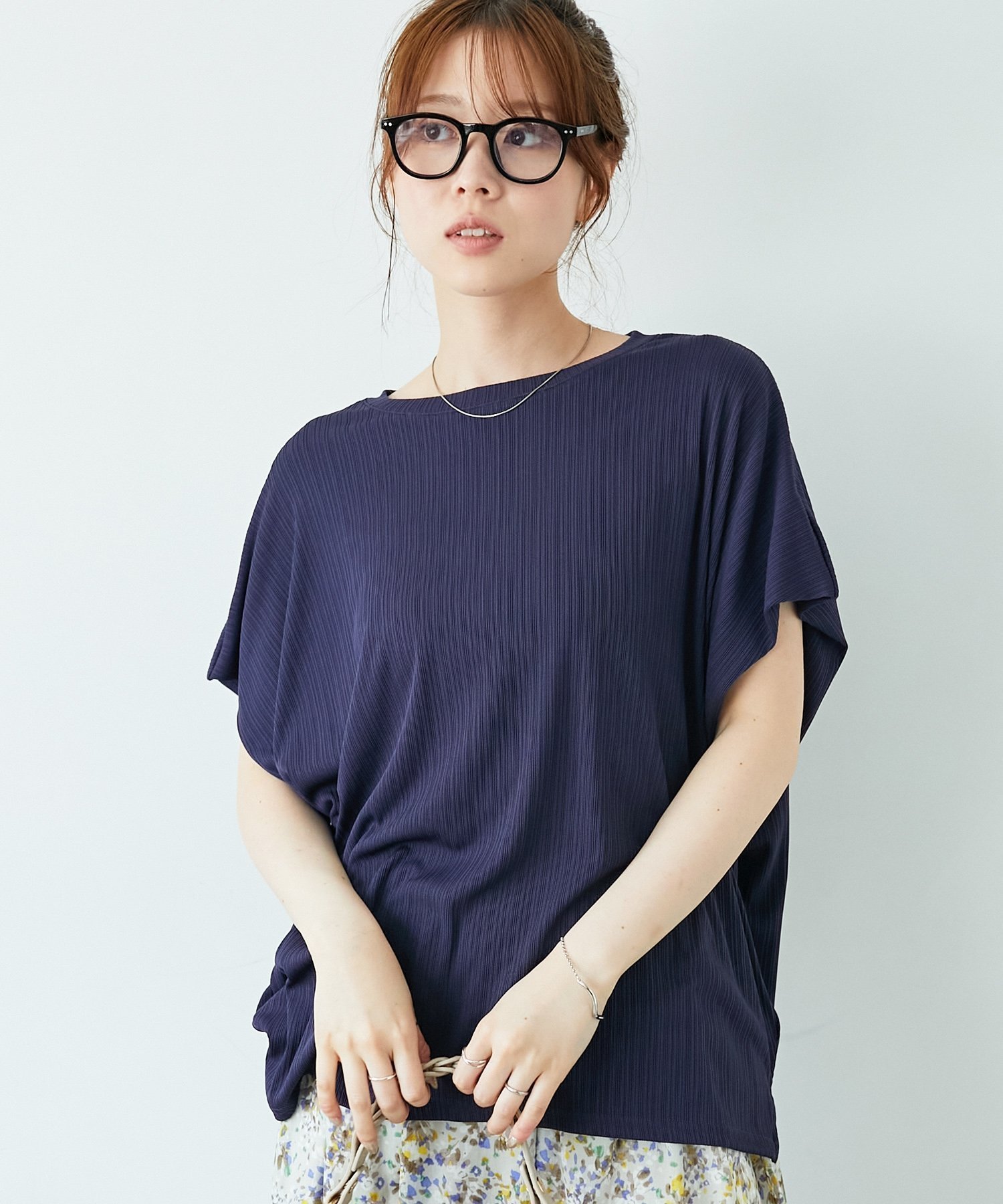 【ルクールブラン/le.coeur blanc】の《WEB限定アイテム》ランダムリブショルダータックプルオーバー インテリア・キッズ・メンズ・レディースファッション・服の通販 founy(ファニー) 　ファッション　Fashion　レディースファッション　Fashion for Women　トップス・カットソー　Cut & Sew Tops　カジュアルプルオーバー・ニットトップス　Pullovers & Knit Tops / Casual Pullovers　とろみ　Fluid, Flowy Fabric　カットソー　Cut and Sewn Top　ジャケット　Jacket, Outerwear　バランス　Balance, Style Balance　夏　Summer　ネイビー|ID: prp329100004650663 ipo3291000000033599875