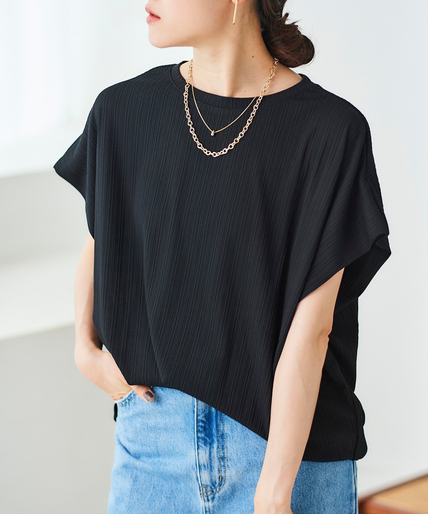 【ルクールブラン/le.coeur blanc】の《WEB限定アイテム》ランダムリブショルダータックプルオーバー インテリア・キッズ・メンズ・レディースファッション・服の通販 founy(ファニー) 　ファッション　Fashion　レディースファッション　Fashion for Women　トップス・カットソー　Cut & Sew Tops　カジュアルプルオーバー・ニットトップス　Pullovers & Knit Tops / Casual Pullovers　とろみ　Fluid, Flowy Fabric　カットソー　Cut and Sewn Top　ジャケット　Jacket, Outerwear　バランス　Balance, Style Balance　夏　Summer　ブラック|ID: prp329100004650663 ipo3291000000033599879