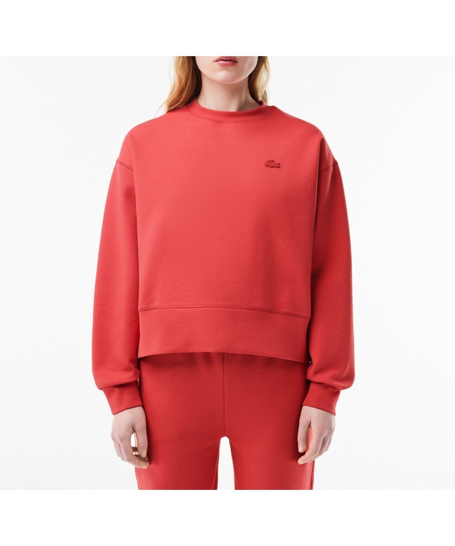 【ラコステ/LACOSTE】のクロップド丈 オーバーサイズクルーネックスウェット トレーナー インテリア・キッズ・メンズ・レディースファッション・服の通販 founy(ファニー) 　ファッション　Fashion　レディースファッション　Fashion for Women　トップス・カットソー　Cut & Sew Tops　レディースパーカー・カジュアルフーディー　Casual Hoodies & Sweatshirts　スウェット・クルーネックトップス　Sweatshirts & Crewnecks / Relaxed Fit Sweat Tops　クロップド　Cropped, Short Length　シンプル　Simple, Minimal　スウェット / スエット　Sweatshirt, Sweatwear　セットアップ　Set-Up, Coordinated Outfit　トレーナー　Sweatshirt, Trainer　ラバー　Rubber, Rubber Sole　ワイド　Wide, Wide Fit　ローズ|ID: prp329100004650666 ipo3291000000033599904