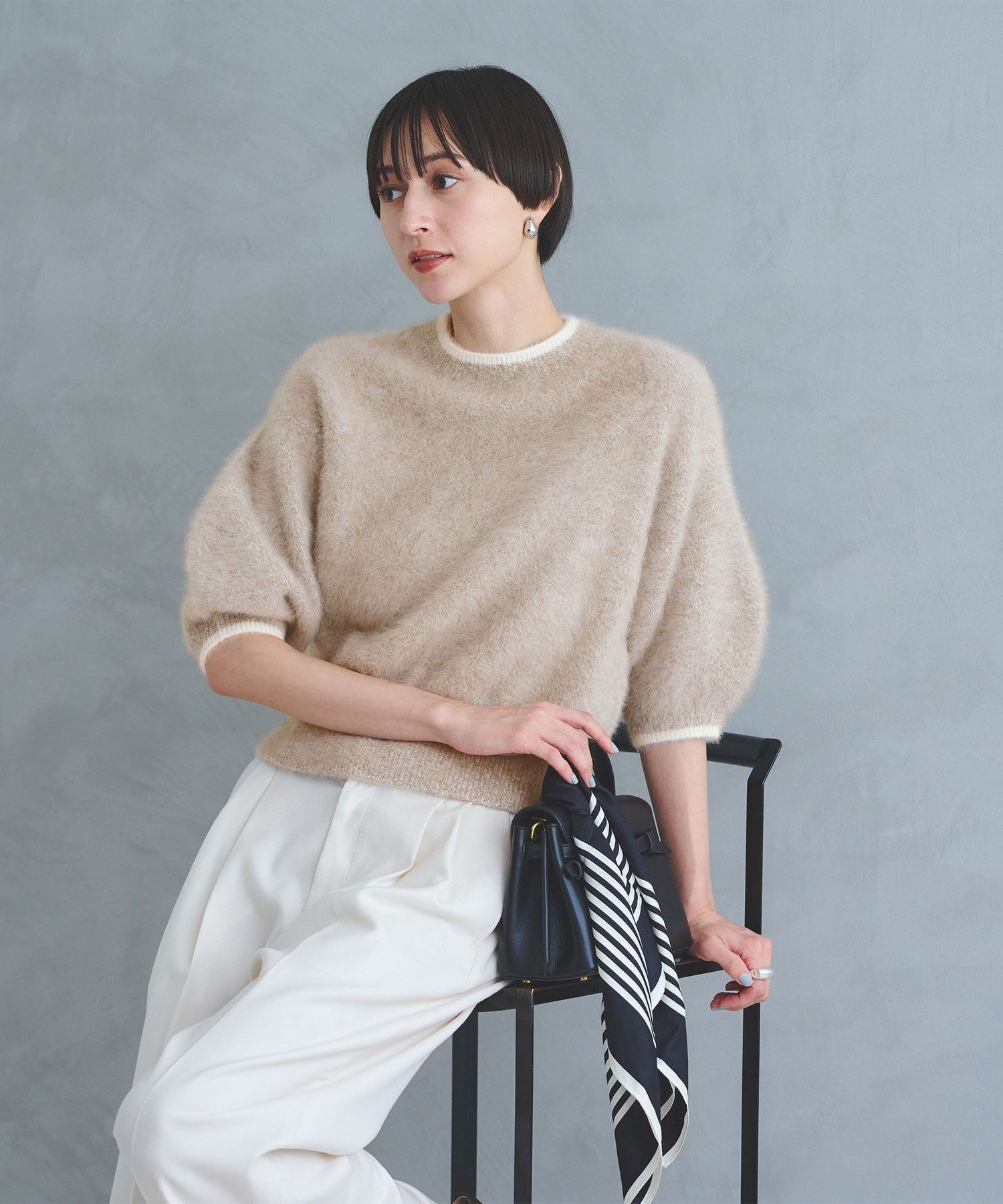【ユナイテッドアローズ/UNITED ARROWS】のフォックスカシミヤ パフ ハーフスリーブ ニット インテリア・キッズ・メンズ・レディースファッション・服の通販 founy(ファニー) 　ファッション　Fashion　レディースファッション　Fashion for Women　トップス・カットソー　Cut & Sew Tops　ニット　Knit Tops & Sweaters　インナー　Innerwear　エレガント 上品　Elegant　カーディガン　Cardigan, Knitwear　軽量　Lightweight, Ultra Light　ショート　Short, Short Length　スパンコール　Sequins, Sequin Embellishment　スリーブ　Sleeve, Long Sleeve / Short Sleeve　ハーフ　Half, Half-Length　バランス　Balance, Style Balance　フォックス　Fox, Fox Fur　ベスト　Vest, Waistcoat　その他2|ID: prp329100004650782 ipo3291000000033988750