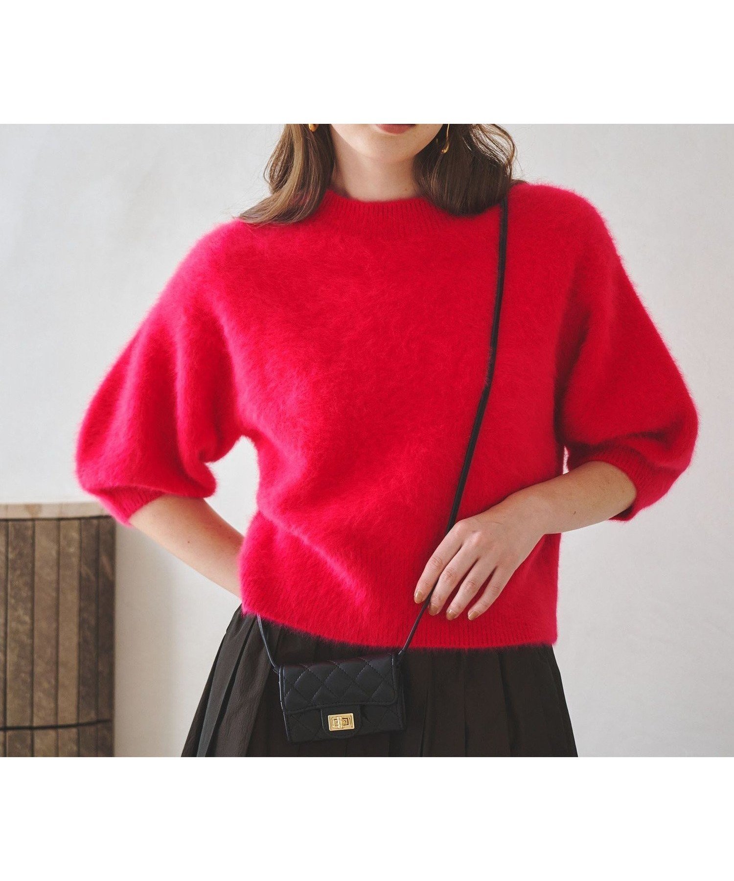 【ユナイテッドアローズ/UNITED ARROWS】のフォックスカシミヤ パフ ハーフスリーブ ニット インテリア・キッズ・メンズ・レディースファッション・服の通販 founy(ファニー) 　ファッション　Fashion　レディースファッション　Fashion for Women　トップス・カットソー　Cut & Sew Tops　ニット　Knit Tops & Sweaters　インナー　Innerwear　エレガント 上品　Elegant　カーディガン　Cardigan, Knitwear　軽量　Lightweight, Ultra Light　ショート　Short, Short Length　スパンコール　Sequins, Sequin Embellishment　スリーブ　Sleeve, Long Sleeve / Short Sleeve　ハーフ　Half, Half-Length　バランス　Balance, Style Balance　フォックス　Fox, Fox Fur　ベスト　Vest, Waistcoat　PINK|ID: prp329100004650782 ipo3291000000033988757