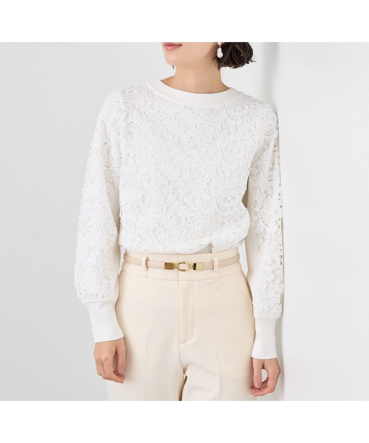 【アナイ/ANAYI】のフイユレース プルオーバー 人気、トレンドファッション・服の通販 founy(ファニー) 　ファッション　Fashion　レディースファッション　Fashion for Women　トップス・カットソー　Cut & Sew Tops　カジュアルプルオーバー・ニットトップス　Pullovers & Knit Tops / Casual Pullovers　コンパクト　Compact, Small Size　シェイプ　Shape, Slim Fit　パターン　Pattern, Design Print　モチーフ　Motif, Design Theme　レース　Lace, Lace Fabric　ロング　Long, Long-Length　秋　Autumn　 other-1|ID: prp329100004650794 ipo3291000000033601042