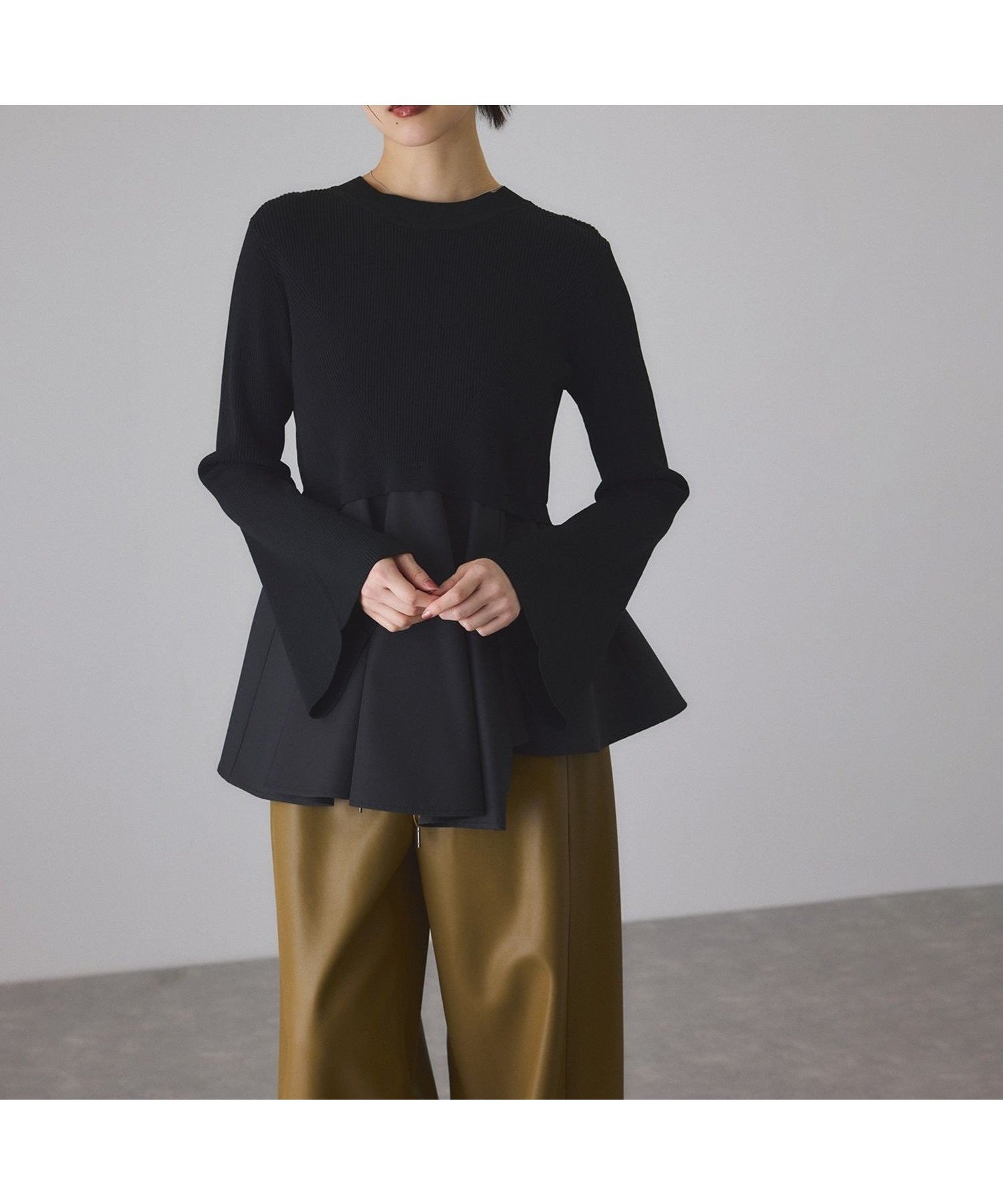 【アダム エ ロペ/ADAM ET ROPE'】の【サステナブル】・【定番人気】ペプラムコンビニットプルオーバー インテリア・キッズ・メンズ・レディースファッション・服の通販 founy(ファニー) ファッション Fashion レディースファッション Fashion for Women トップス・カットソー Cut & Sew Tops ニット Knit Tops & Sweaters カジュアルプルオーバー・ニットトップス Pullovers & Knit Tops / Casual Pullovers オケージョン Occasion Wear コンパクト Compact, Small Size ストレッチ Stretch, Stretchy Fabric スラックス Slacks, Dress Pants スリーブ Sleeve, Long Sleeve / Short Sleeve ツイル Twist, Twisted Detail デニム Denim, Jeans Material ドッキング Docking, Mixed Material 定番 Standard, Basic Item 人気 Popular, Best Seller フレア Flare, Flared ペプラム Peplum, Flared Hem ポケット Pocket, Pocket Detail ワイド Wide, Wide Fit A/W・秋冬 Autumn/Winter おすすめ Recommended / Our Picks 2025年 2025 2025春夏・S/S Spring/Summer 2025 SS25 2026年 2026 ブラック(01)|ID: prp329100004650821 ipo3291000000034811381