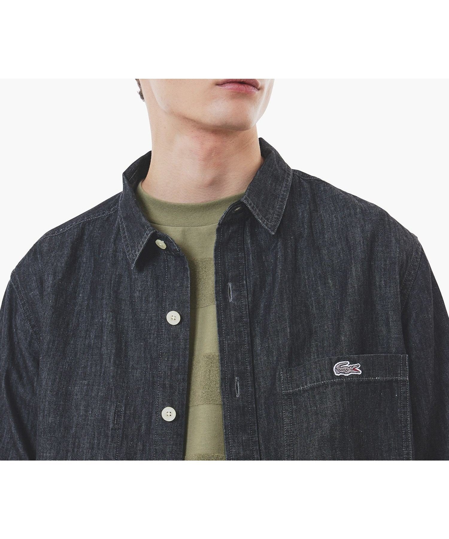 【ラコステ/LACOSTE / MEN】のコットンリネンデニムシャツジャケット インテリア・キッズ・メンズ・レディースファッション・服の通販 founy(ファニー) 　ファッション　Fashion　メンズファッション　Fashion for Men　デニム　Denim, Jeans Material　フィット　Fit, Slim Fit　プリント　Print, Printed Pattern　ボックス　Boxy, Box Shape　ポケット　Pocket, Pocket Detail　ヨーク　Yoke, Yoke Design　リネン　Linen, Linen Fabric　リラックス　Relax, Relaxed Fit　夏　Summer　春　Spring　S/S・春夏　SS, Spring/Summer, Warm Season　ブラック|ID: prp329100004650841 ipo3291000000033601469