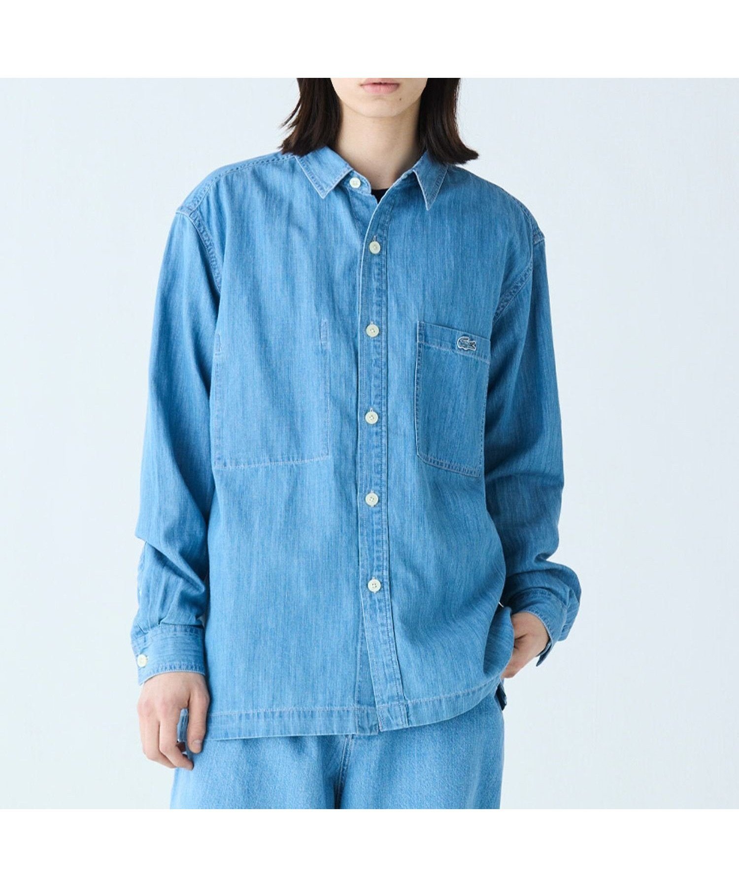 【ラコステ/LACOSTE / MEN】のコットンリネンデニムシャツジャケット インテリア・キッズ・メンズ・レディースファッション・服の通販 founy(ファニー) 　ファッション　Fashion　メンズファッション　Fashion for Men　デニム　Denim, Jeans Material　フィット　Fit, Slim Fit　プリント　Print, Printed Pattern　ボックス　Boxy, Box Shape　ポケット　Pocket, Pocket Detail　ヨーク　Yoke, Yoke Design　リネン　Linen, Linen Fabric　リラックス　Relax, Relaxed Fit　夏　Summer　春　Spring　S/S・春夏　SS, Spring/Summer, Warm Season　ライトインディゴブルー|ID: prp329100004650841 ipo3291000000033601471