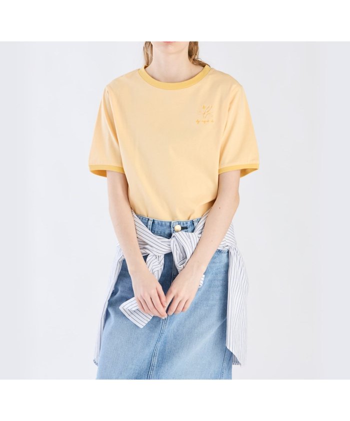 【アニエスベー ファム/agnes b. FEMME】のエンブロイダリーリンガーTシャツ インテリア・キッズ・メンズ・レディースファッション・服の通販 founy(ファニー) https://founy.com/ ファッション Fashion レディースファッション Fashion for Women トップス・カットソー Cut & Sew Tops シャツ・ブラウス・オフィスカジュアル Elegant Blouses & Button-Ups ロングTシャツ・Tシャツ Longline T-Shirts & Tees コンパクト Compact, Small Size ショート Short, Short Length デニム Denim, Jeans Material リラックス Relax, Relaxed Fit |ID: prp329100004650866 ipo3291000000033601678