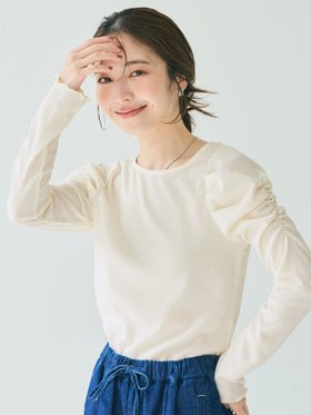 【コカ/COCA】のクレープシャーリングパフスリーブトップス 人気、トレンドファッション・服の通販 founy(ファニー) ファッション Fashion レディースファッション Fashion for Women トップス・カットソー Cut & Sew Tops |ID:prp329100004650871