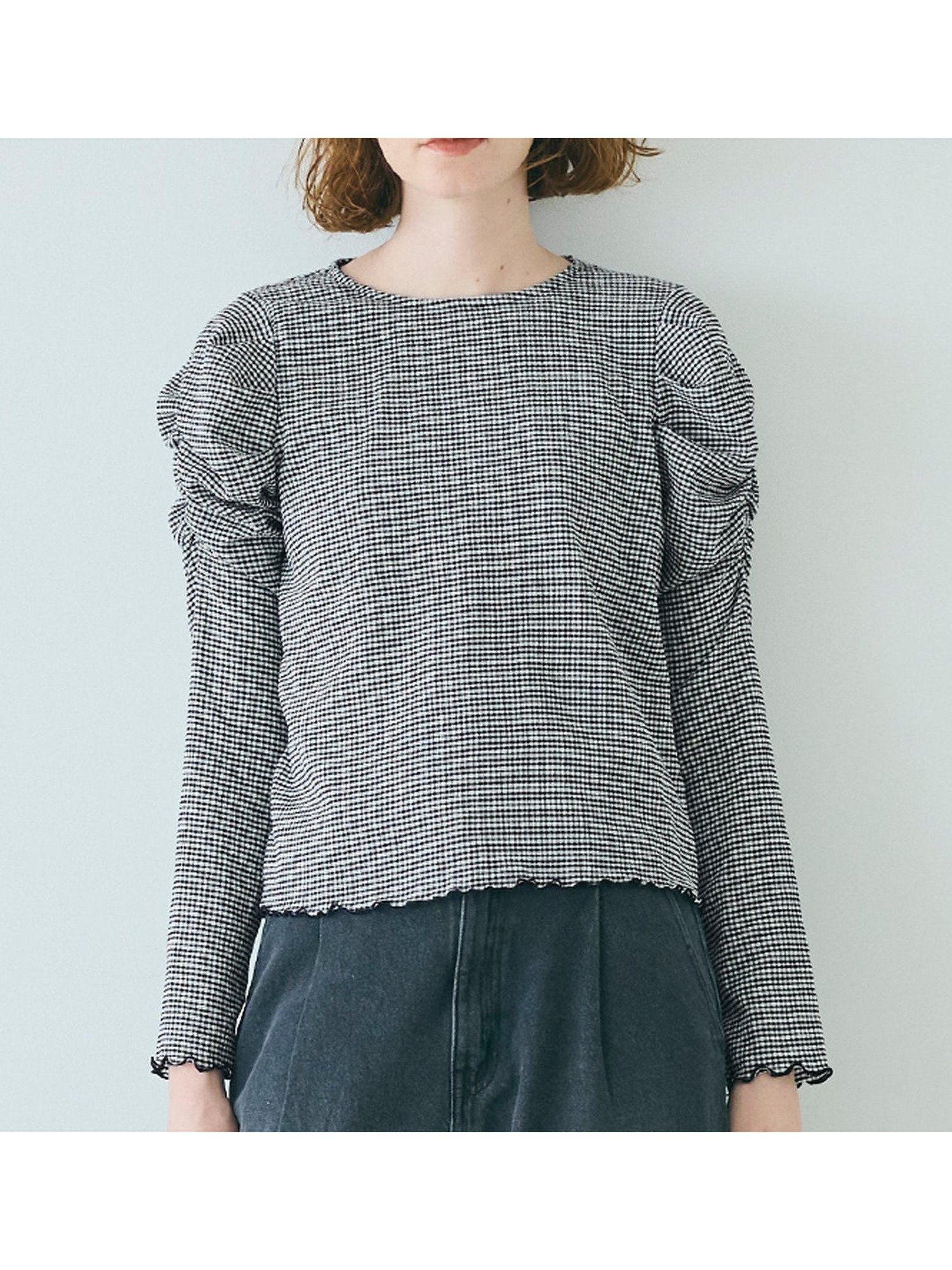 【コカ/COCA】のクレープシャーリングパフスリーブトップス インテリア・キッズ・メンズ・レディースファッション・服の通販 founy(ファニー) 　ファッション　Fashion　レディースファッション　Fashion for Women　トップス・カットソー　Cut & Sew Tops　C|ID: prp329100004650871 ipo3291000000033601734